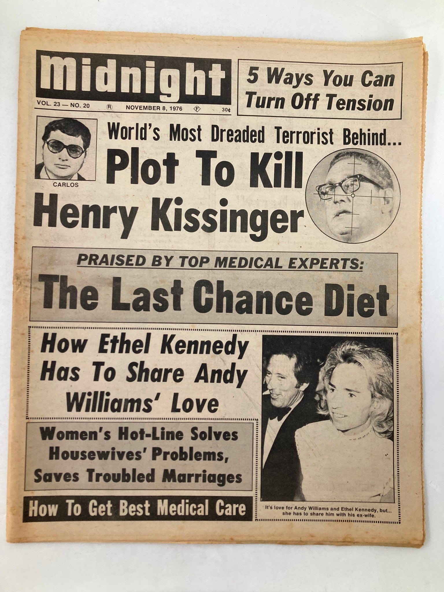 Midnight Tabloid November 8 1976 Vol 23 #20 Plot To Kill Henry Kissinger