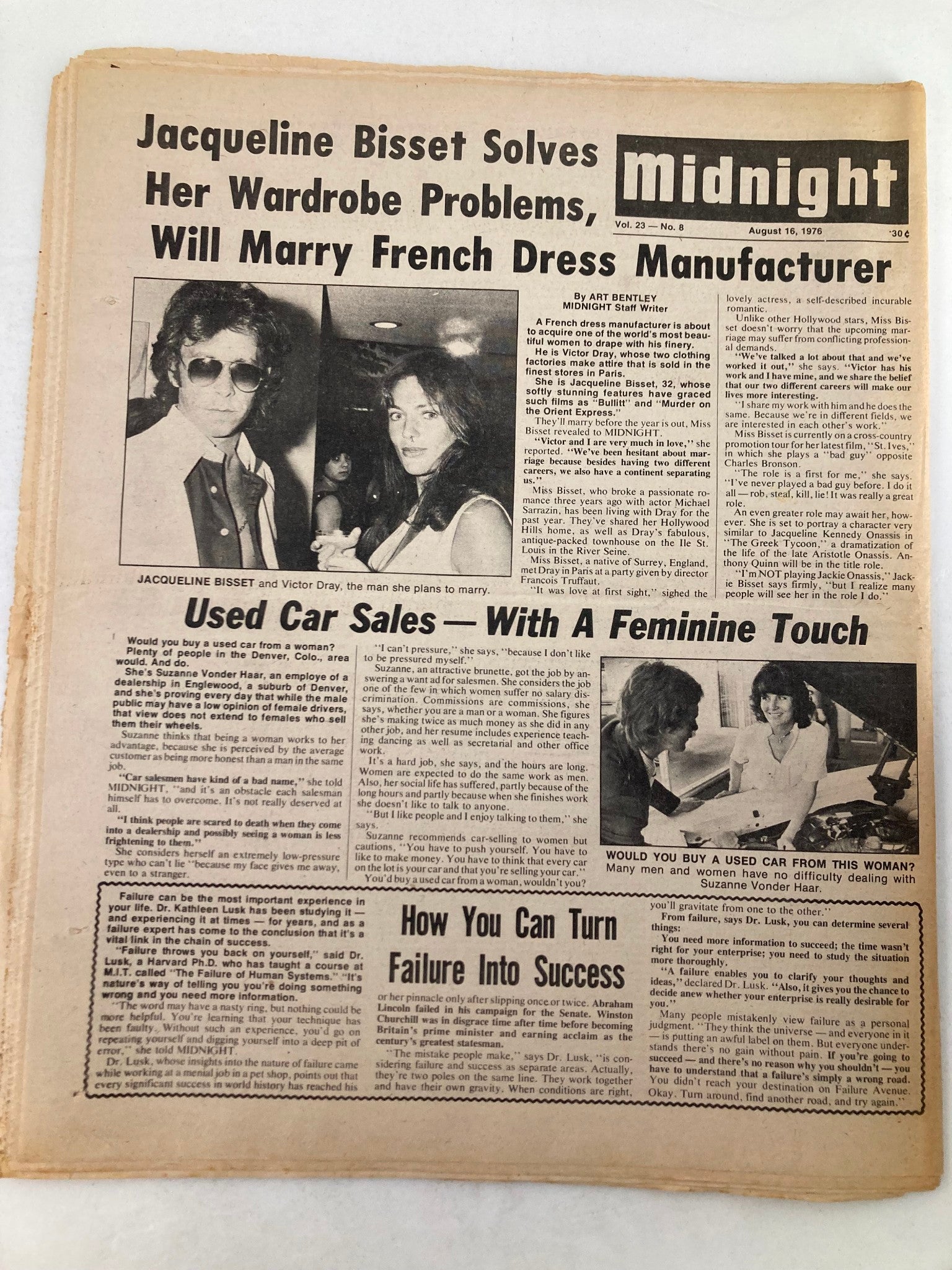 Midnight Tabloid August 16 1976 Vol 23 #8 Kathryn Grayson and Jacqueline Bisset