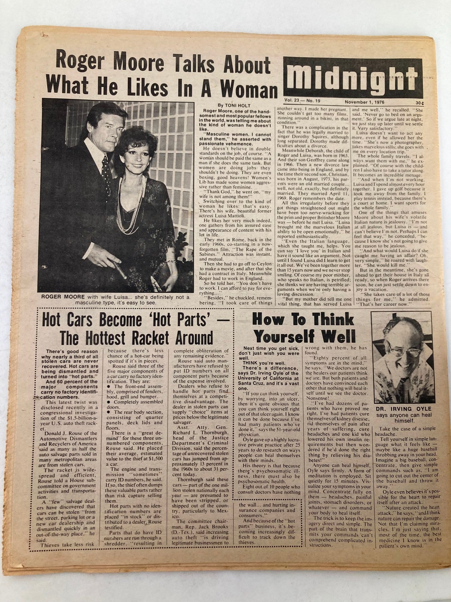 Midnight Tabloid November 1 1976 Vol 23 #19 Henry Winkler and Lisa Mordente