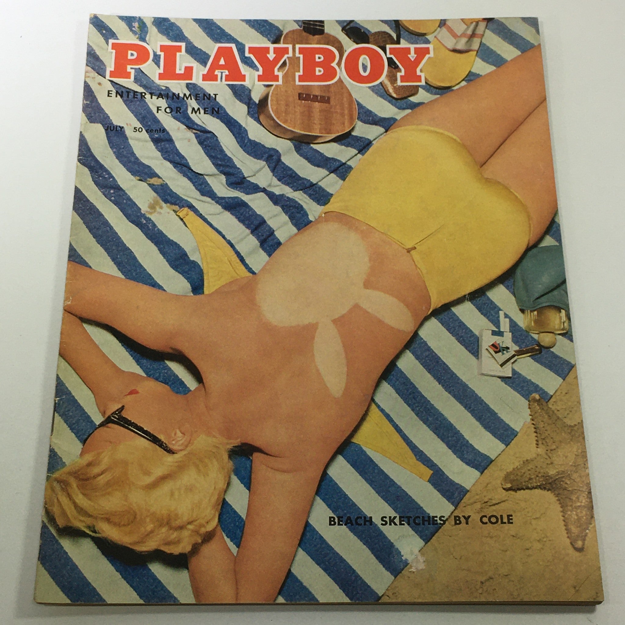 VTG Playboy Magazine: July 1955 - Janet Pilgrim Beach Sketches by Cole