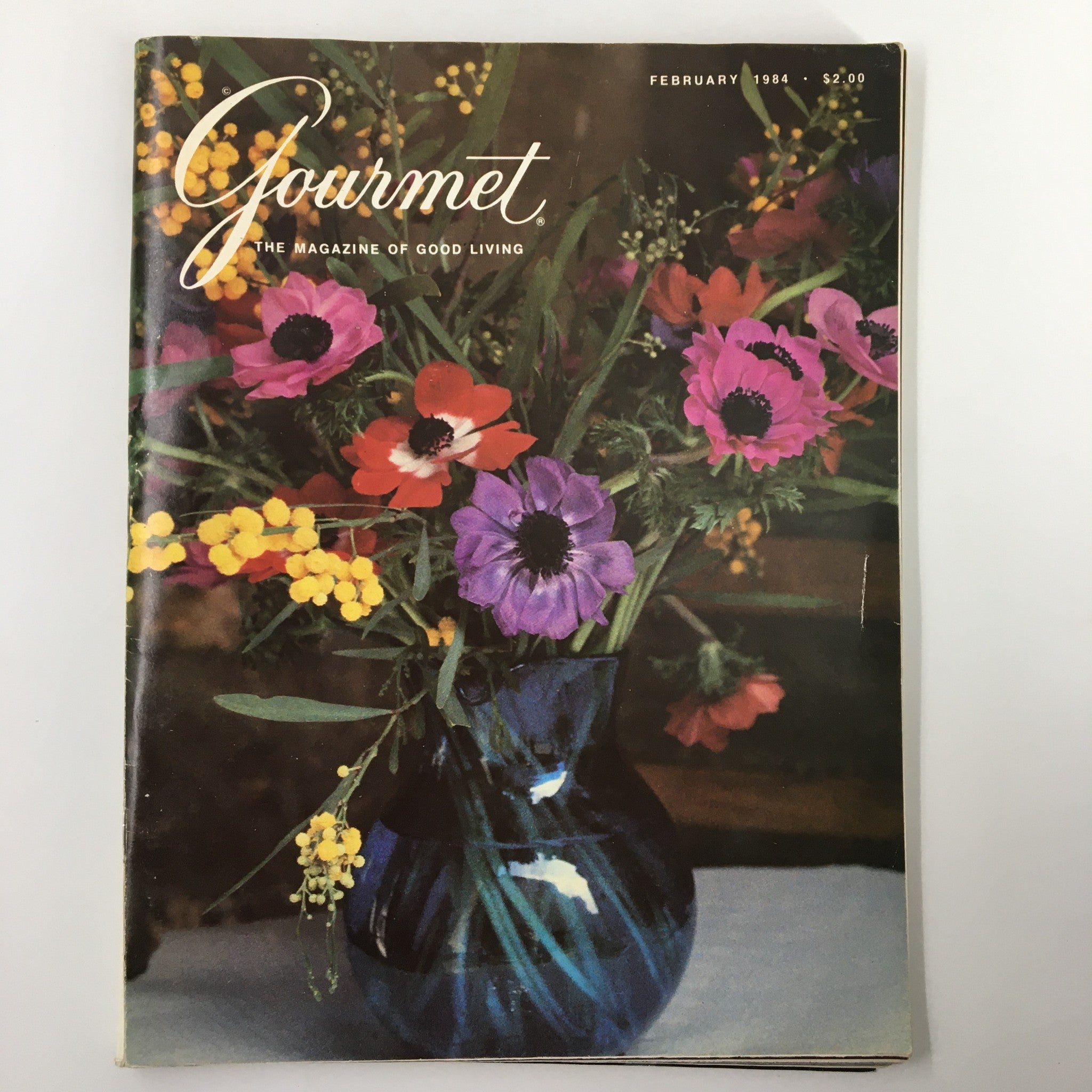 VTG Gourmet Magazine February 1984 Saint Bridget's Anemones and Acacia No Label