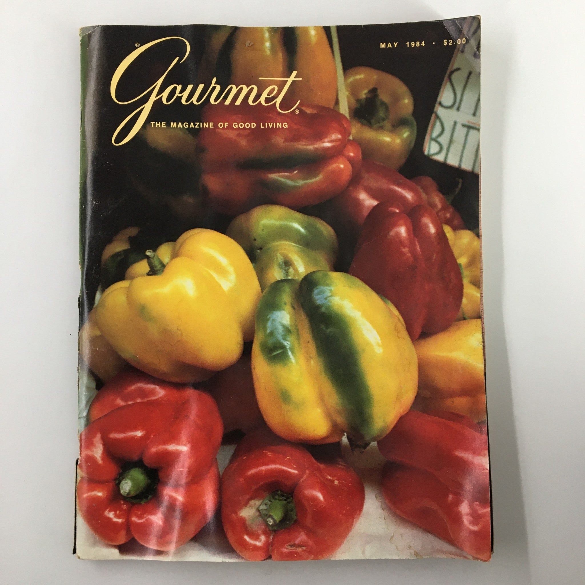 VTG Gourmet Magazine May 1984 Shiny Bell Peppers in Venice Marketplace No Label