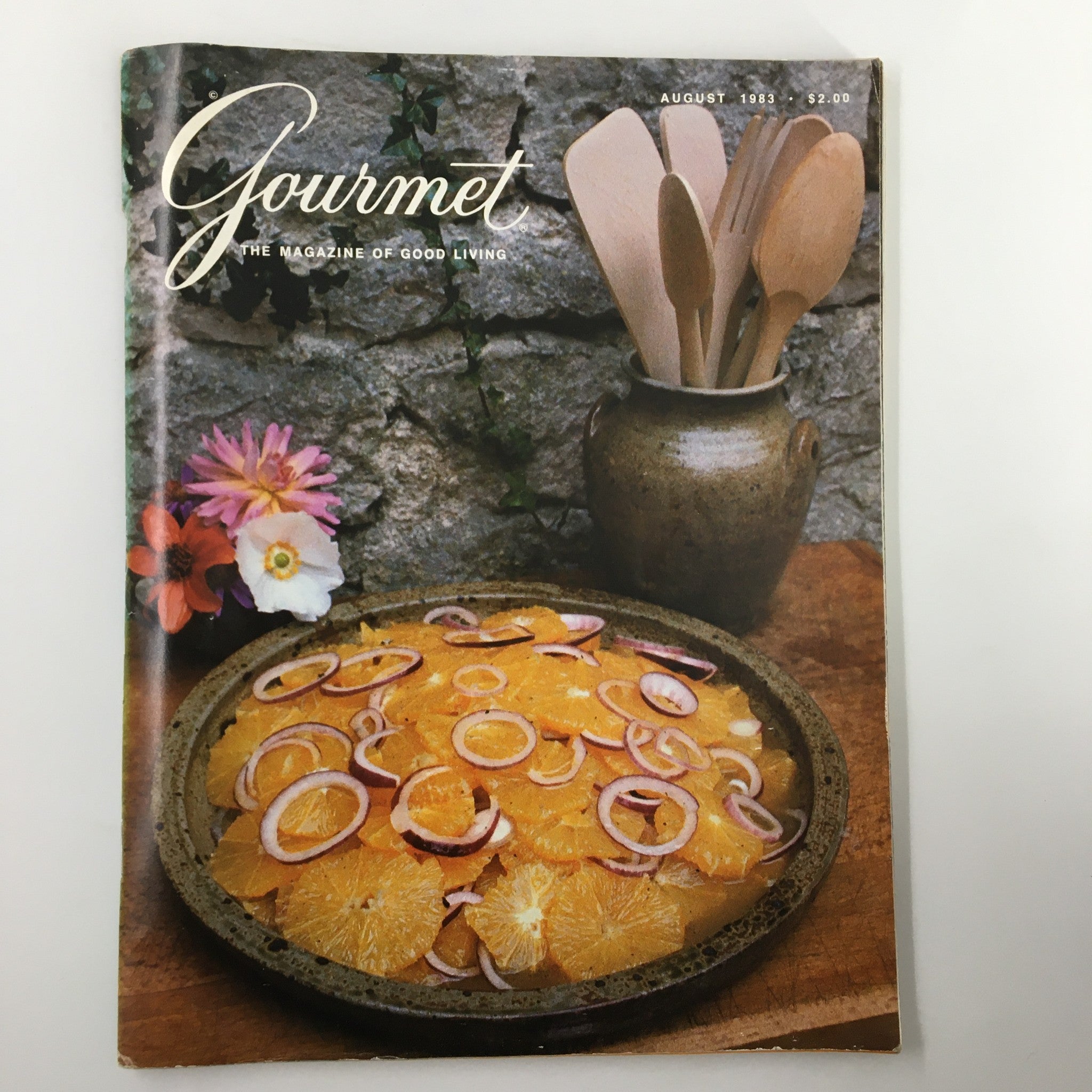 VTG Gourmet Magazine August 1983 Orange and Red Onion Salad No Label