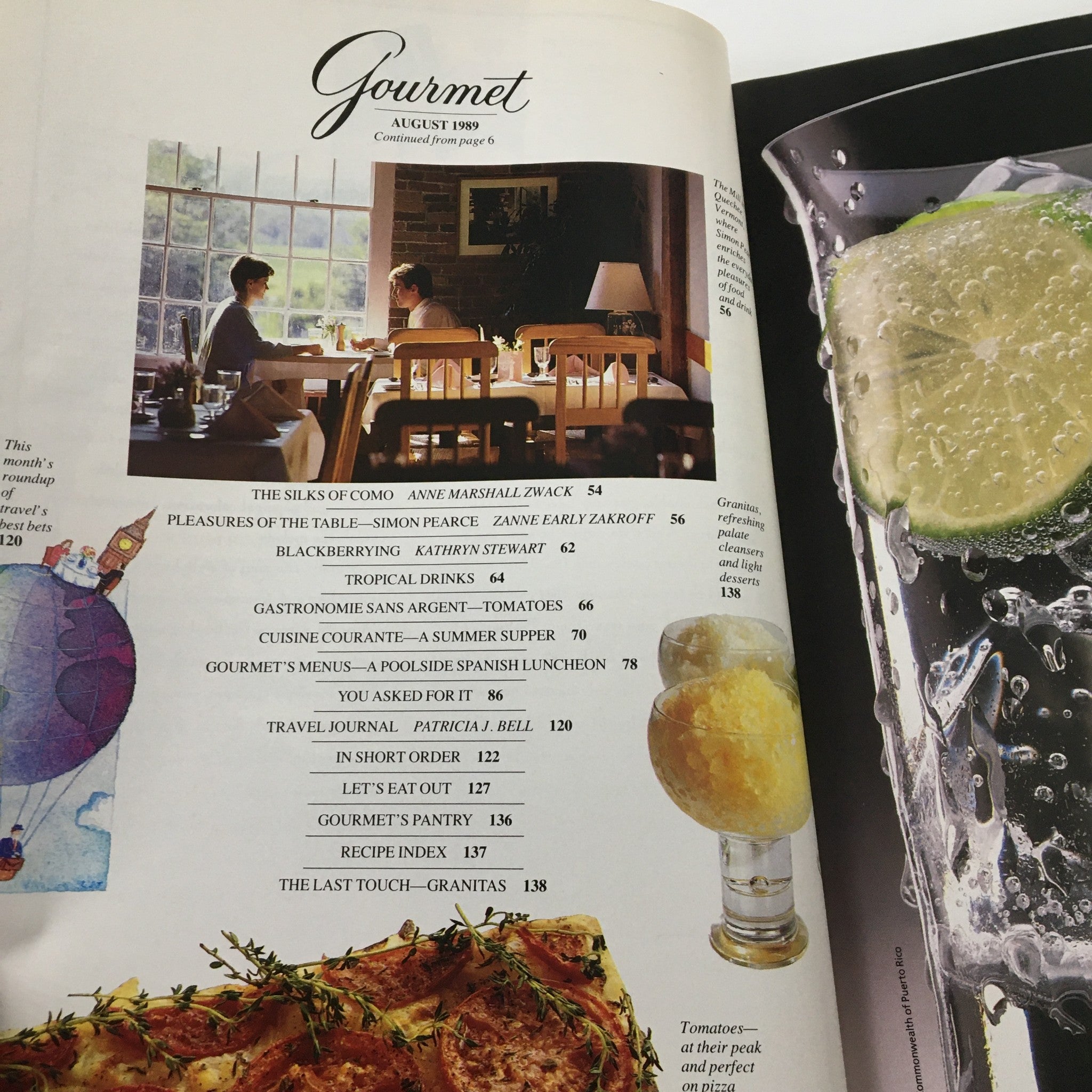 VTG Gourmet Magazine August 1989 Tropical Drinks Quintessential No Label