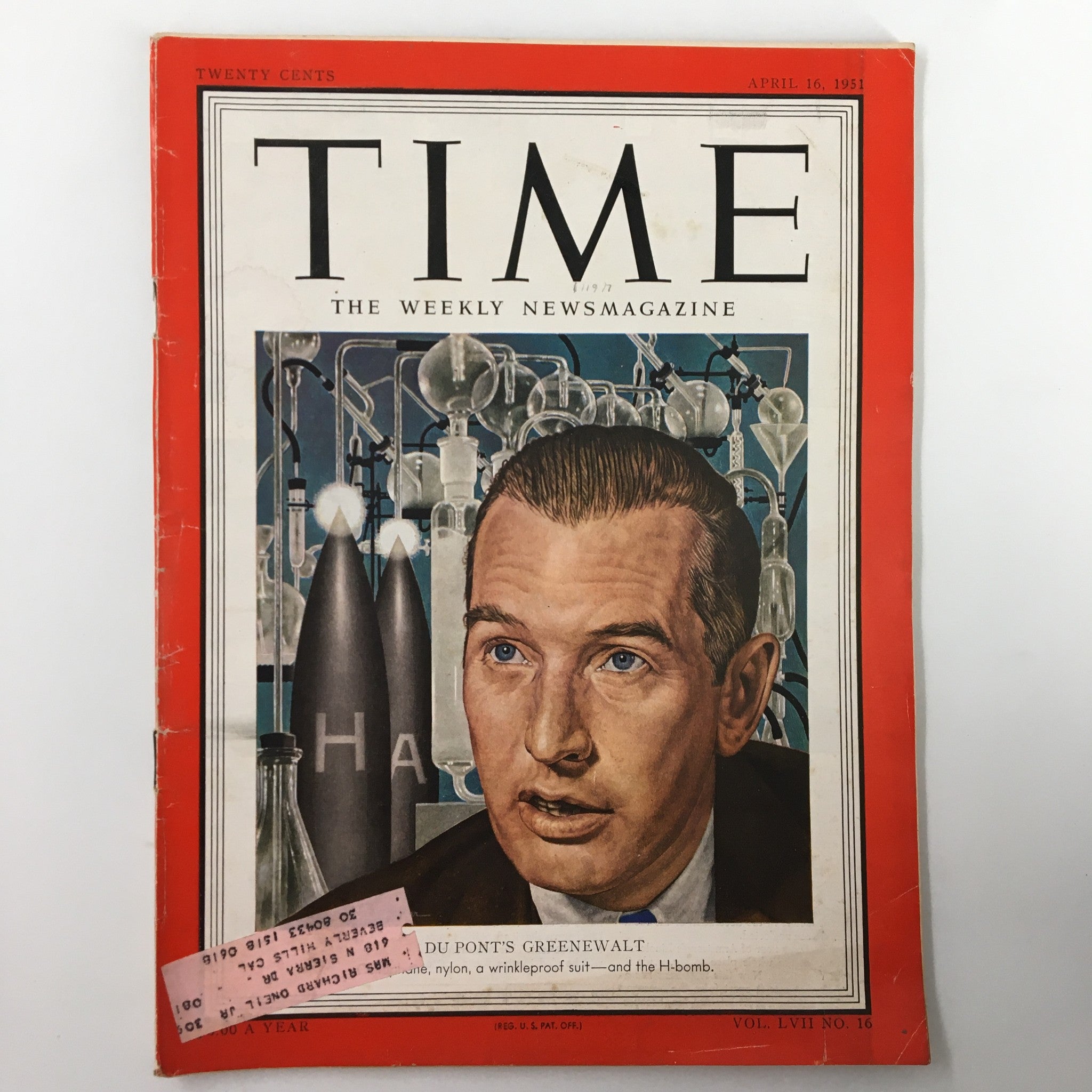 VTG Time Magazine April 16 1951 Vol. 57 No. 16 Du Pont's Greenewalt