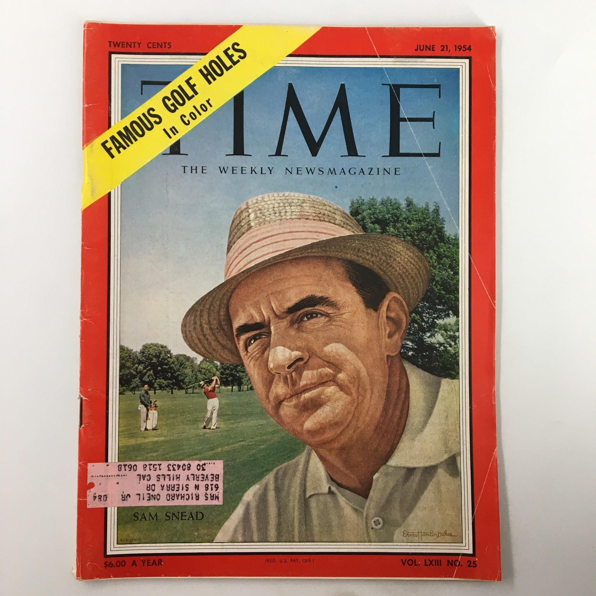 VTG Time Magazine June 21 1954 Vol. 63 No. 25 Sam Snead Famous Golf Holes