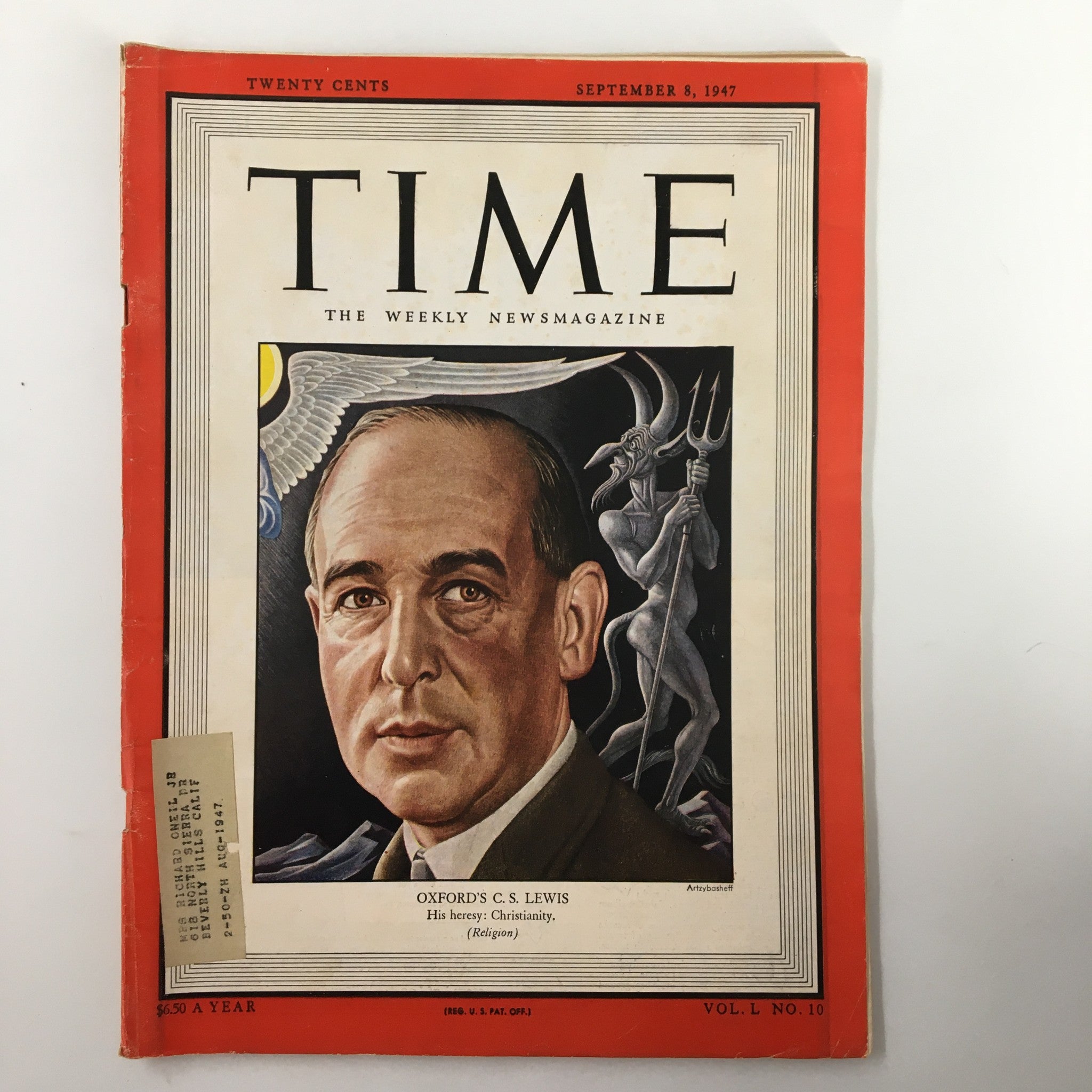 VTG Time Magazine September 8 1947 Vol. 50 No. 10 Oxford's C.S. Lewis