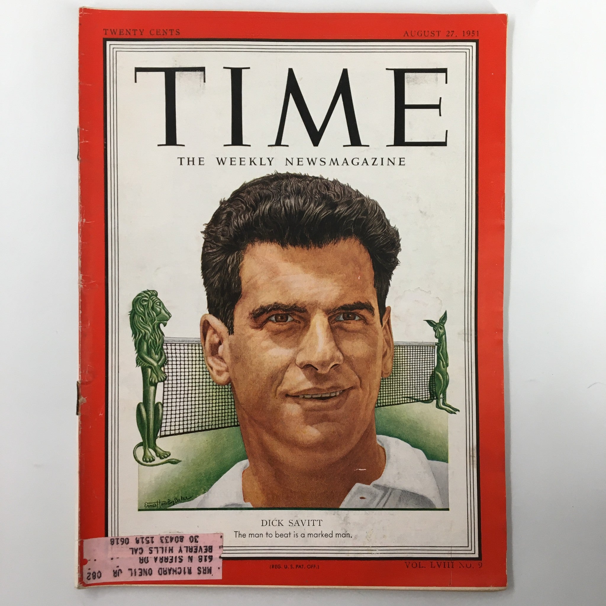 VTG Time Magazine August 27 1951 Vol. 58 No. 9 Dick Savitt is a Marked Man