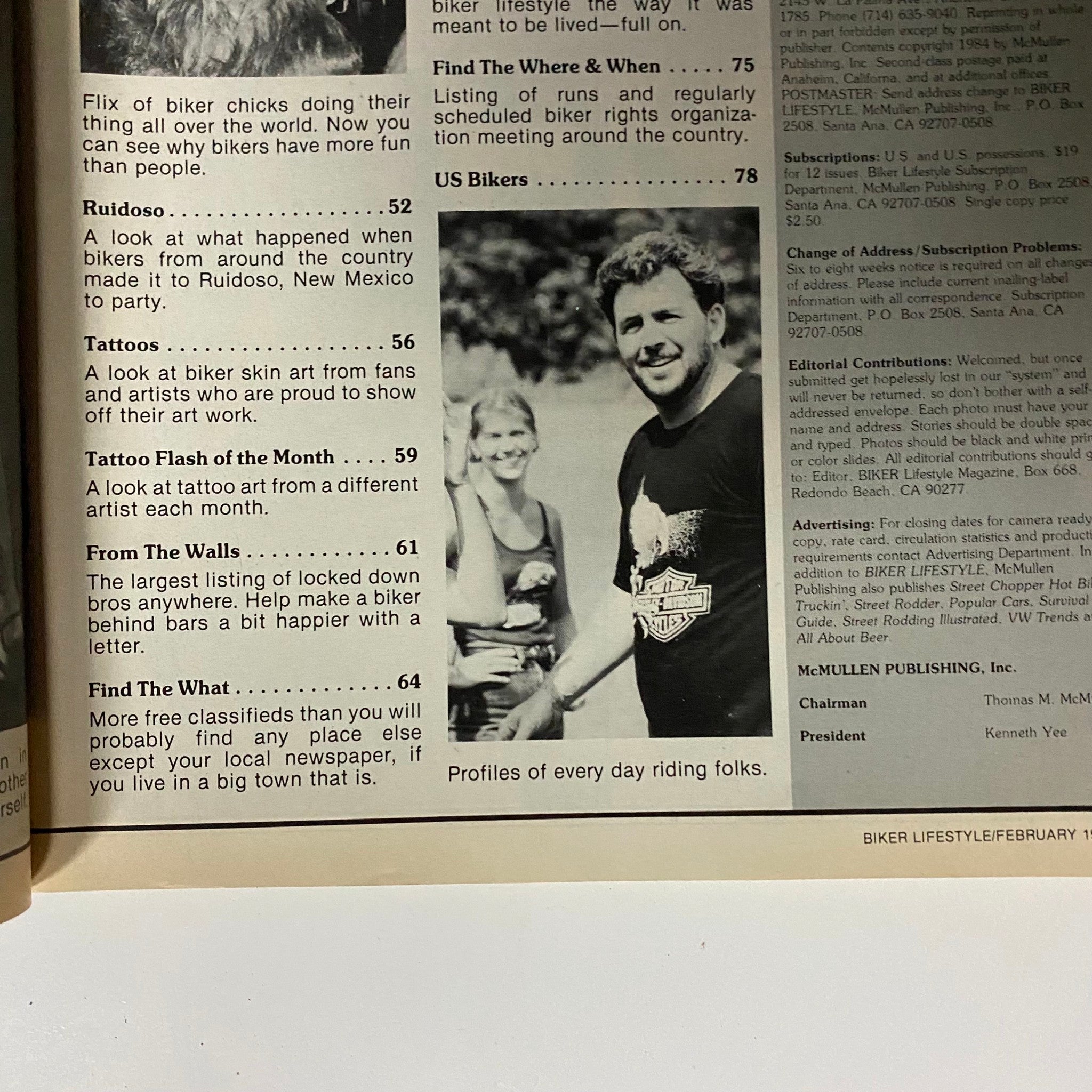 VTG Biker Lifestyle Magazine February 1985 Paula Strikes Again No Label