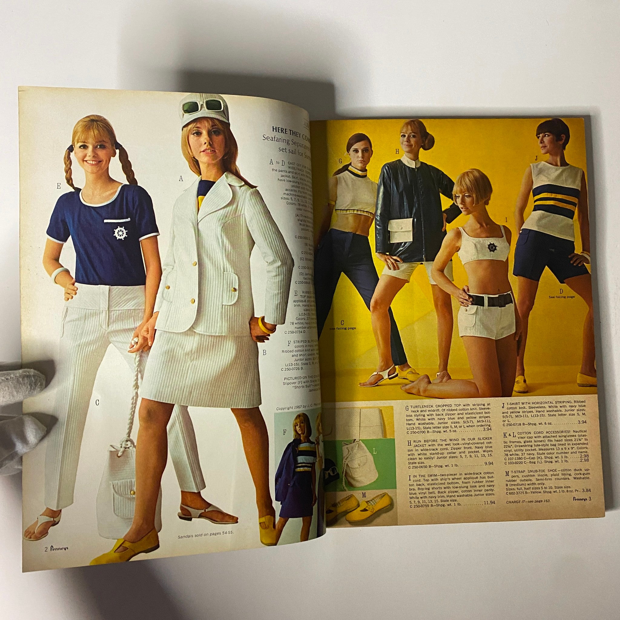 1967 JC Penneys Summer Store Catalog VG showcasing vibrant women's summer fashion including trendy outfits, swimsuits, and accessories against a colorful backdrop.