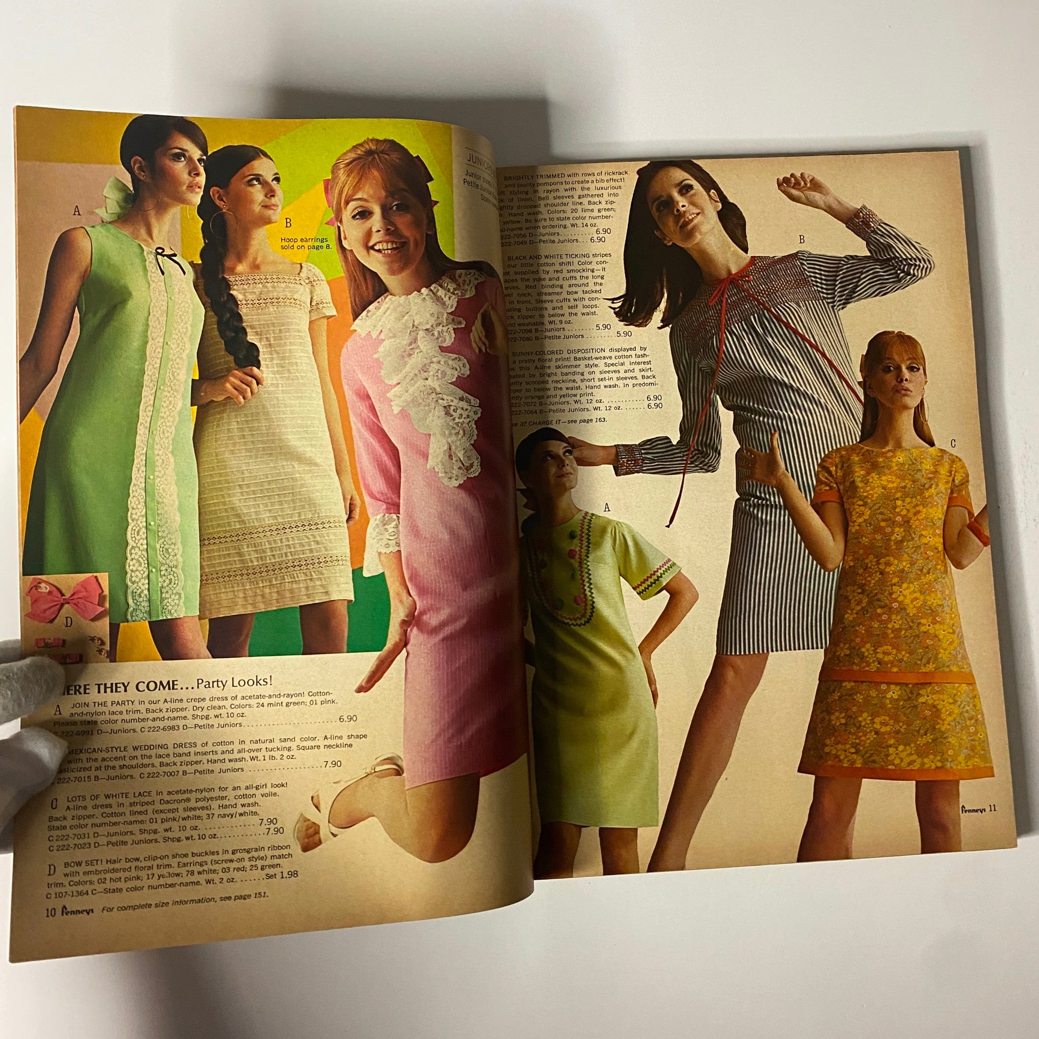1967 JC Penneys Summer Store Catalog VG featuring stylish party dresses and evening wear for women, highlighting bright colors and popular trends of the late 1960s.