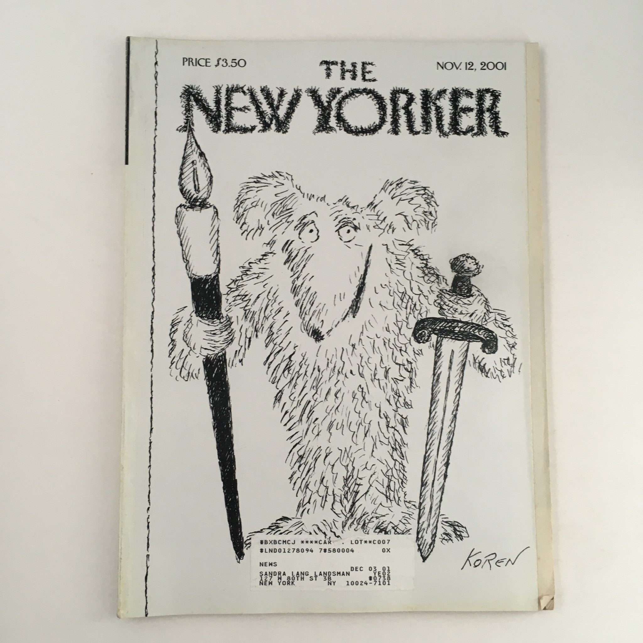 The New Yorker Full Magazine November 12 2001 The Rat King by Edward Koren