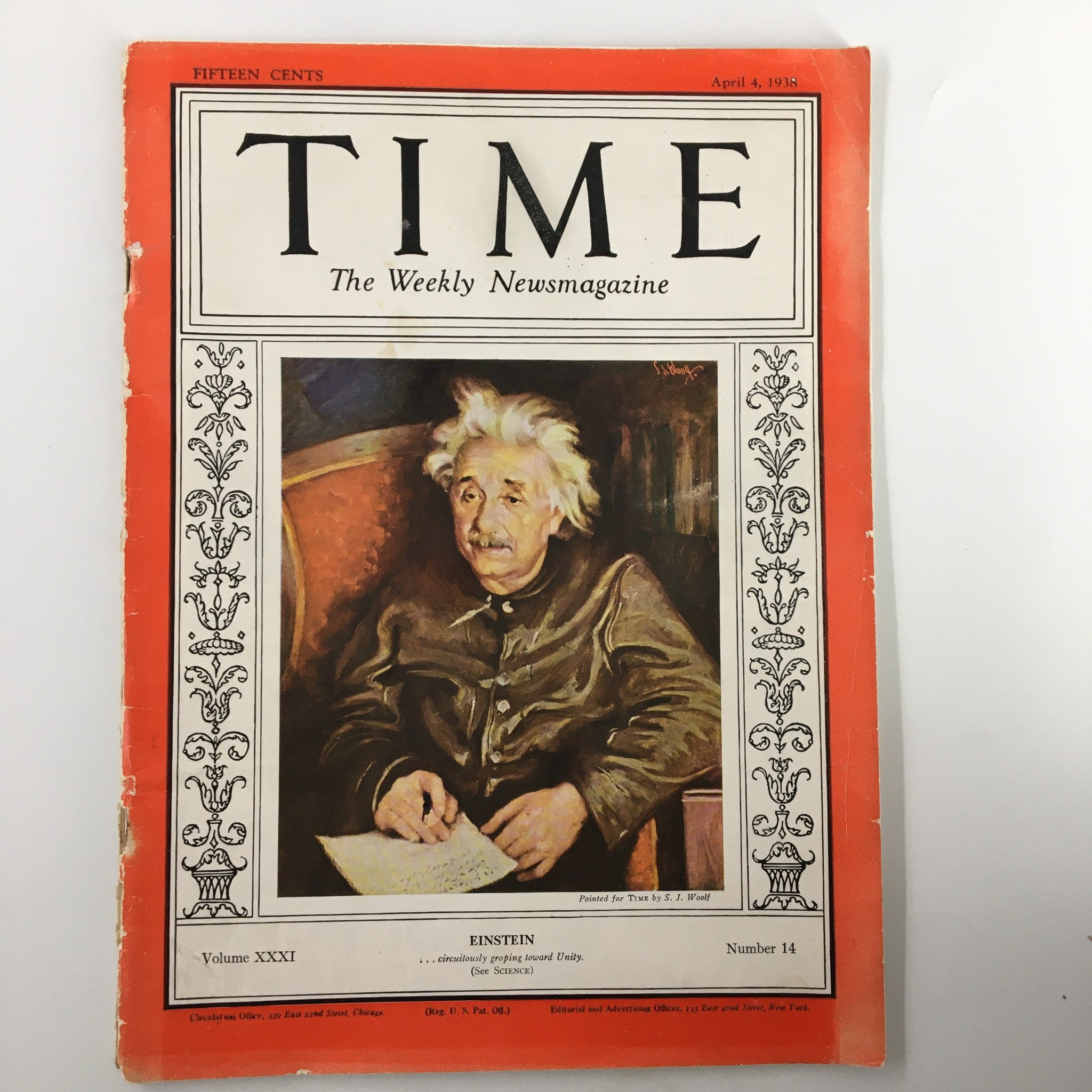 VTG Time Magazine Vol. 31 No. 14 April 4 1938 Physicist Albert Einstein