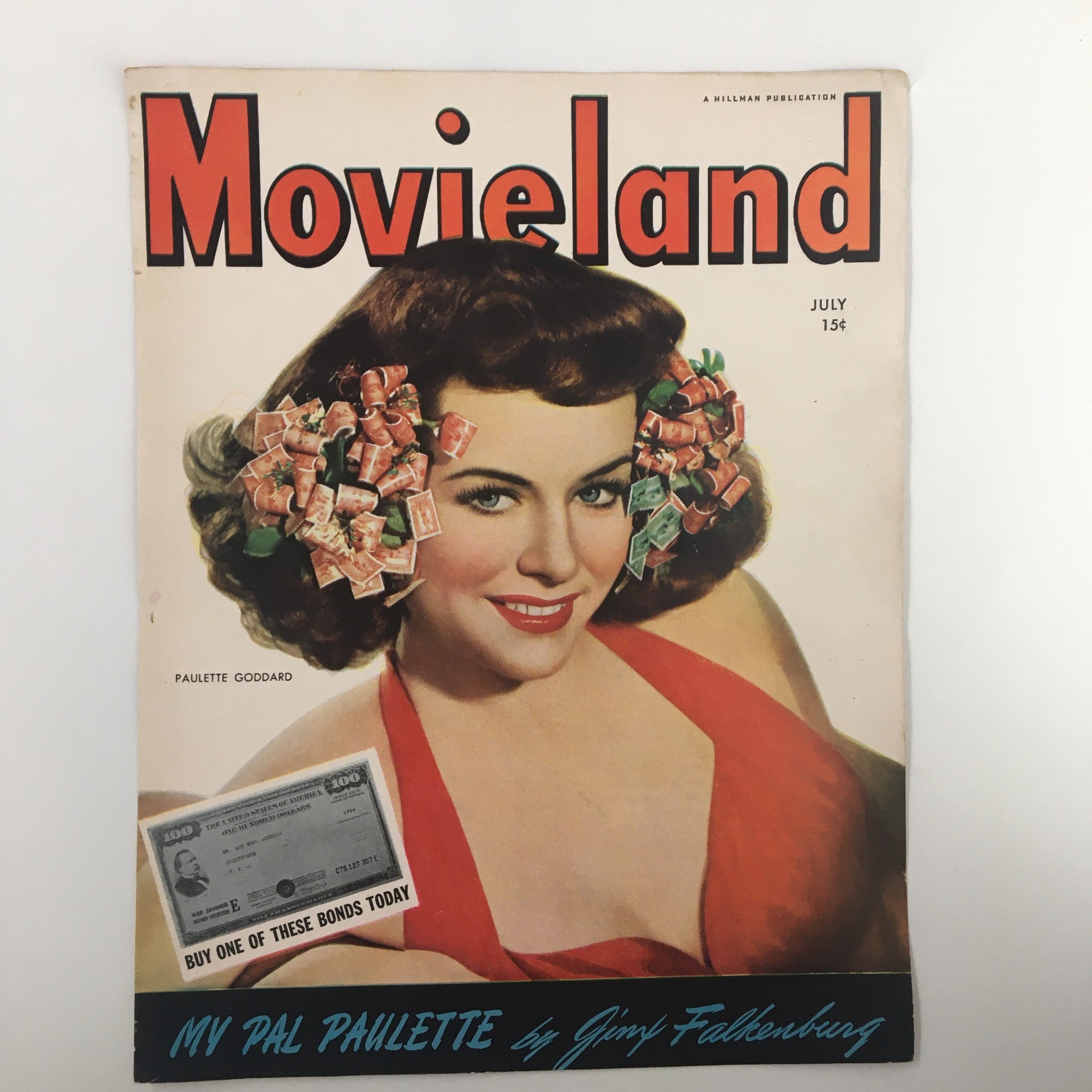 COVER ONLY Movieland Magazine July 1944 Paulette Goddard No Label