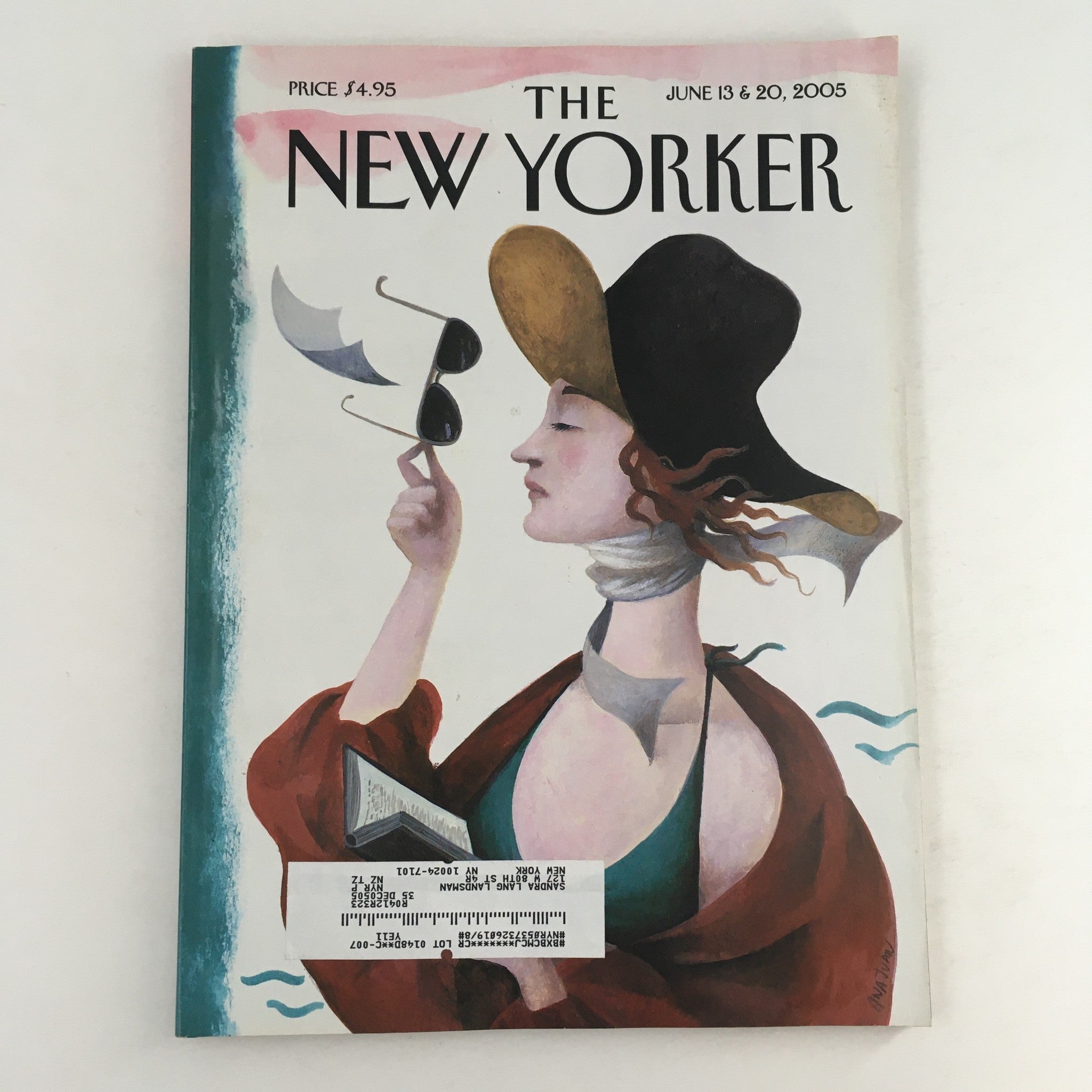 The New Yorker June 13 2005 Magazine Cover by Ana Juan featuring a woman wearing sunglasses and a hat, embodying the artistic style of the cover.