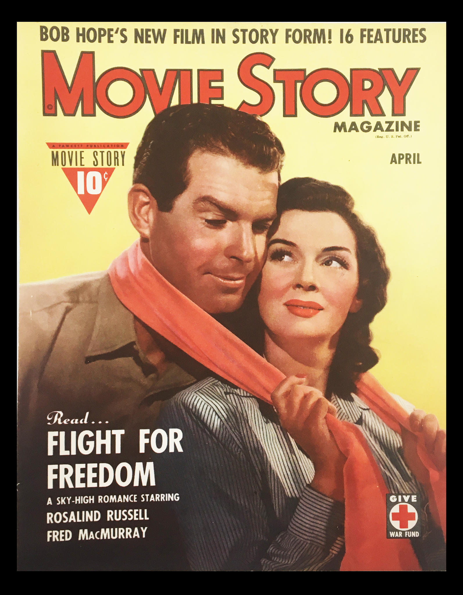 COVER ONLY Movie Story Magazine April 1943 Rosalind Russell and Fred M. No Label