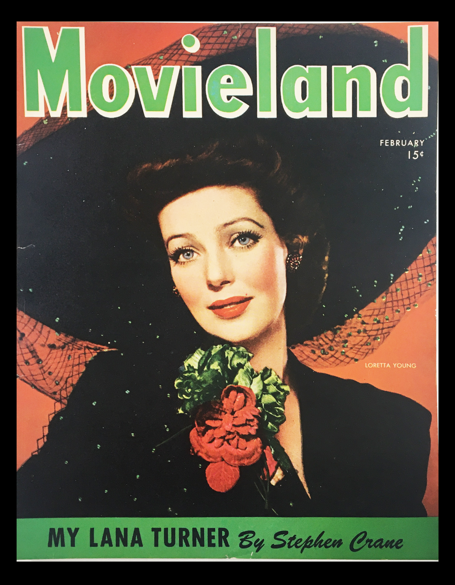 COVER ONLY Movieland Magazine February 1944 Loretta Young No Label