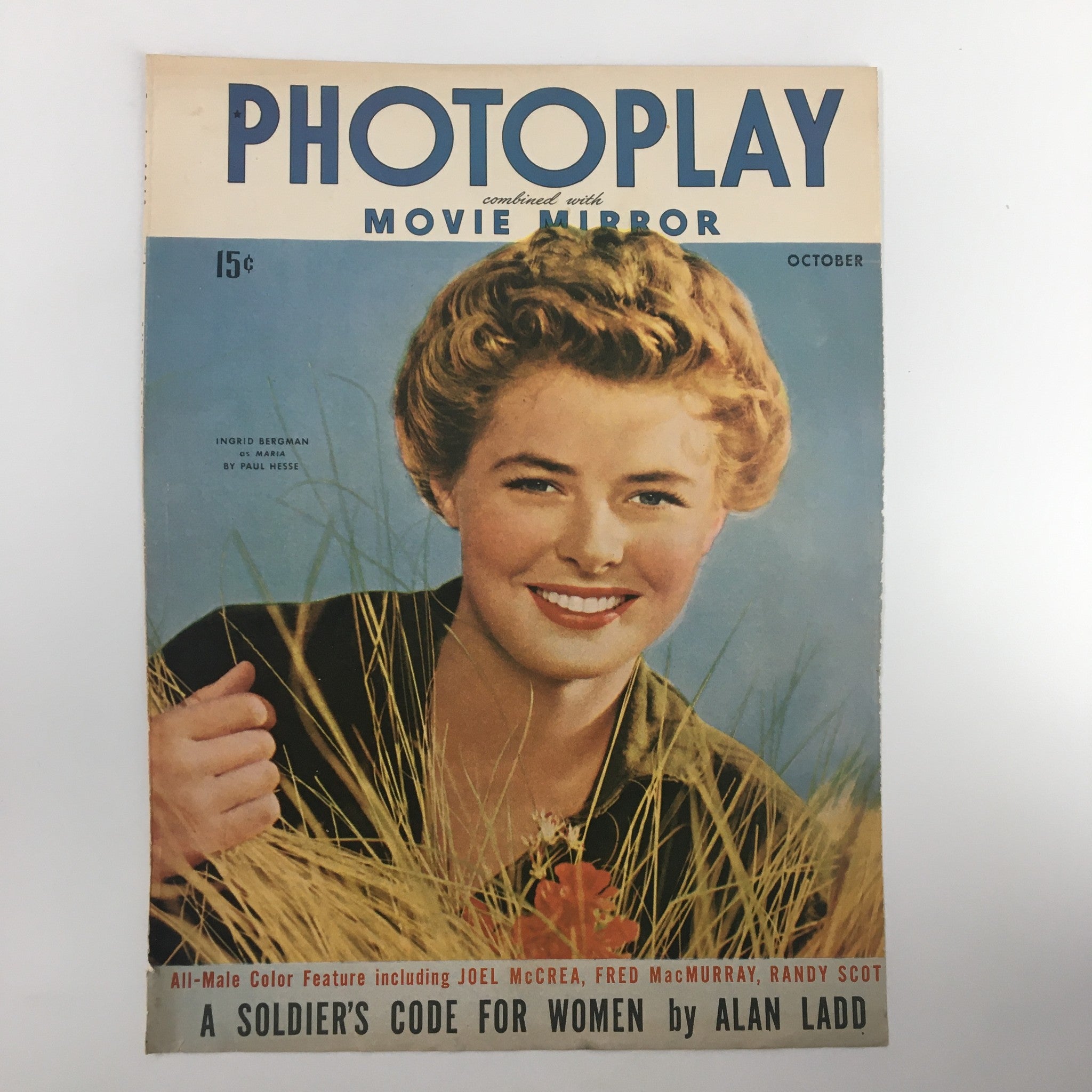 COVER ONLY Photoplay Movie-Mirror October 1943 Ingrid Bergman No Label