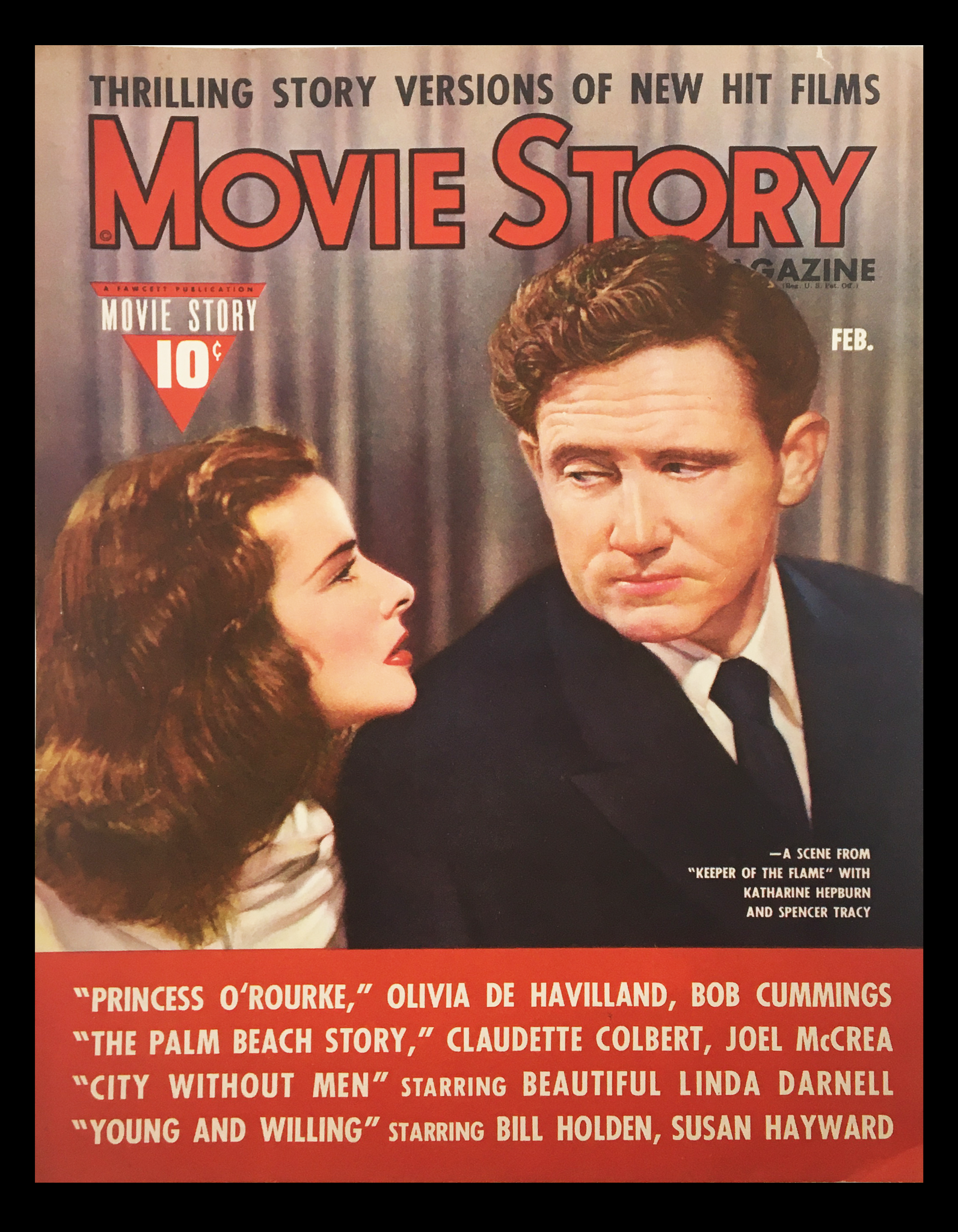 COVER ONLY Movie Story Magazine February 1943 Katharine Hepburn No Label