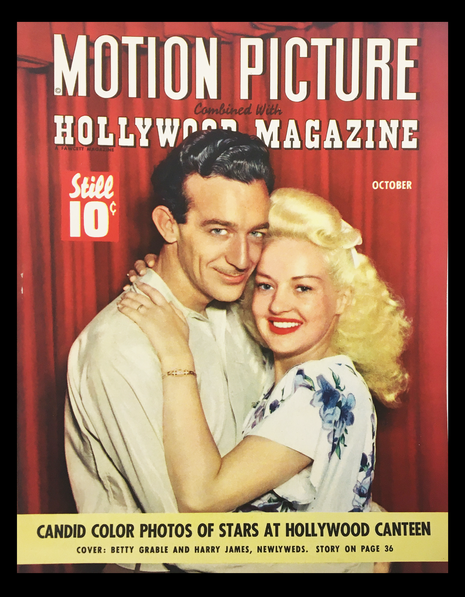 COVER ONLY Motion Picture Hollywood Magazine October 1943 Betty Grable No Label