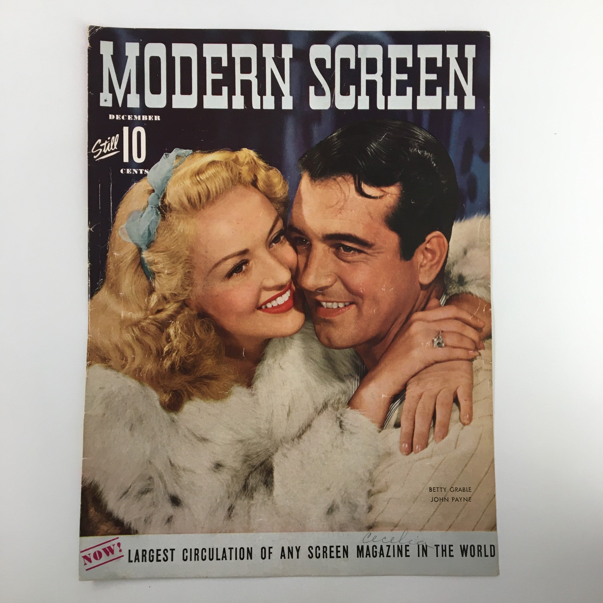 COVER ONLY Modern Screen Magazine December 1942 Betty Gable, John Payne No Label