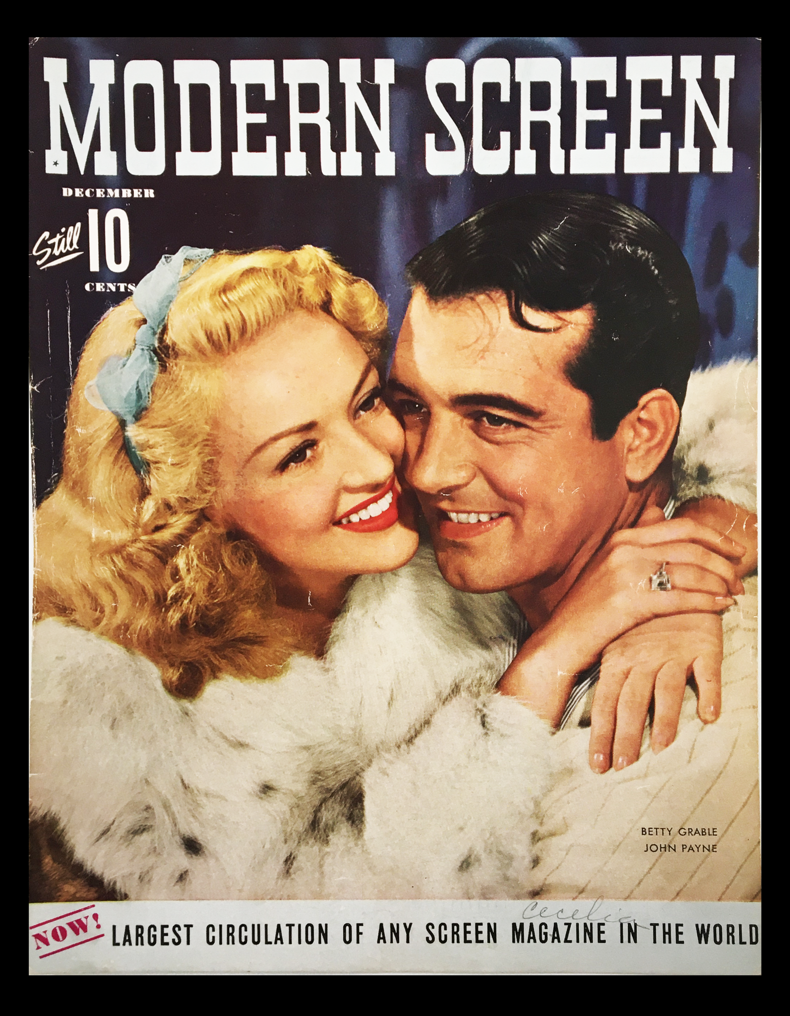 COVER ONLY Modern Screen Magazine December 1942 Betty Gable, John Payne No Label