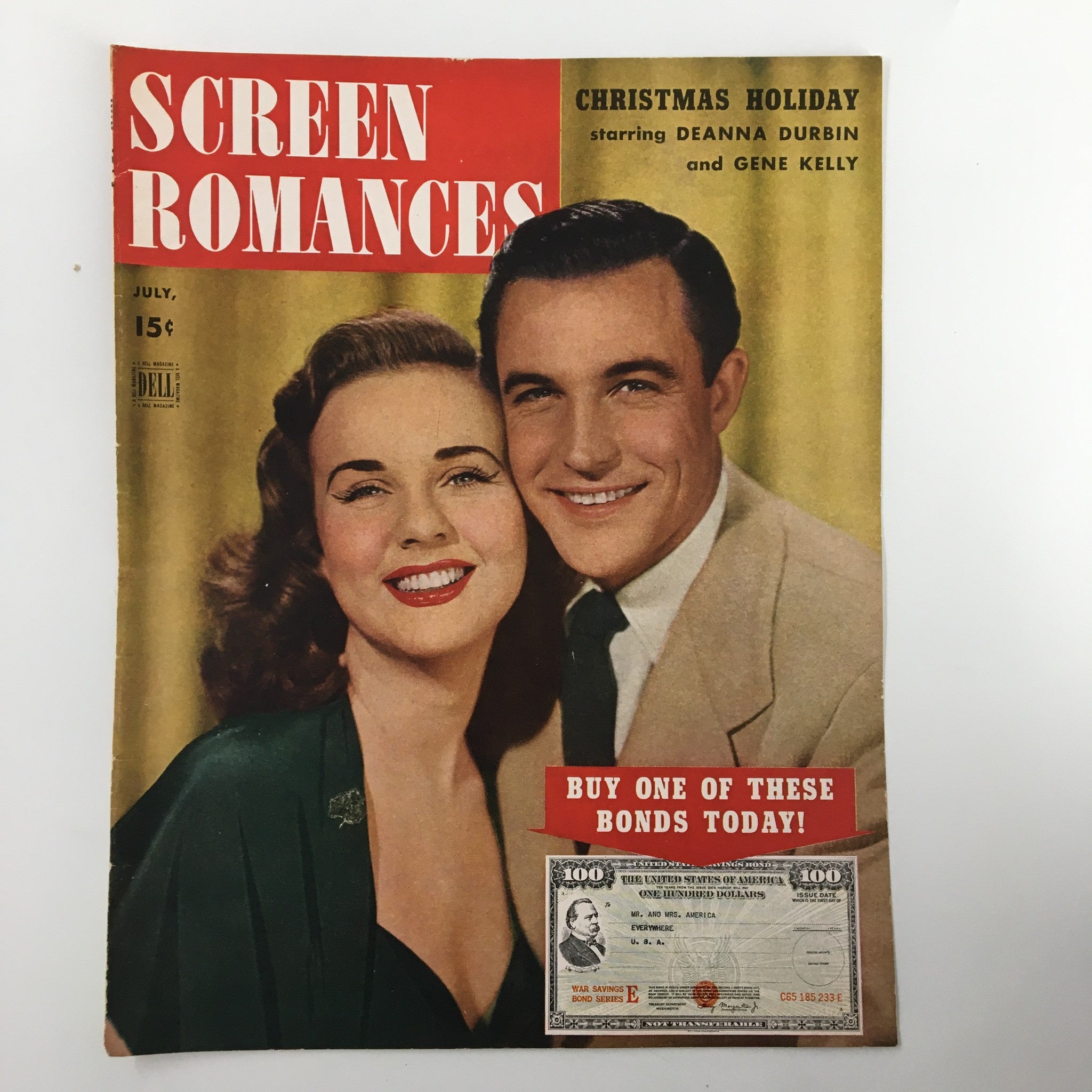 COVER ONLY Screen Romances Magazine July 1944 Deanna Durbin, Gene Kelly No Label