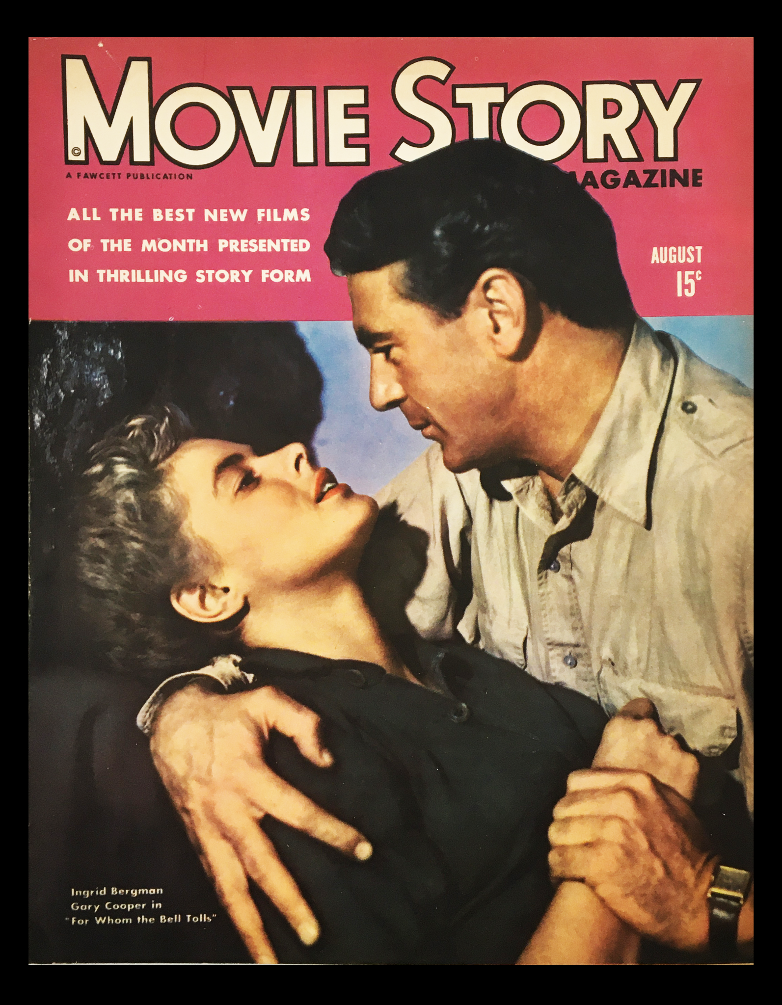 COVER ONLY Movie Story Magazine August 1943 Ingrid Bergman, Gary Cooper No Label