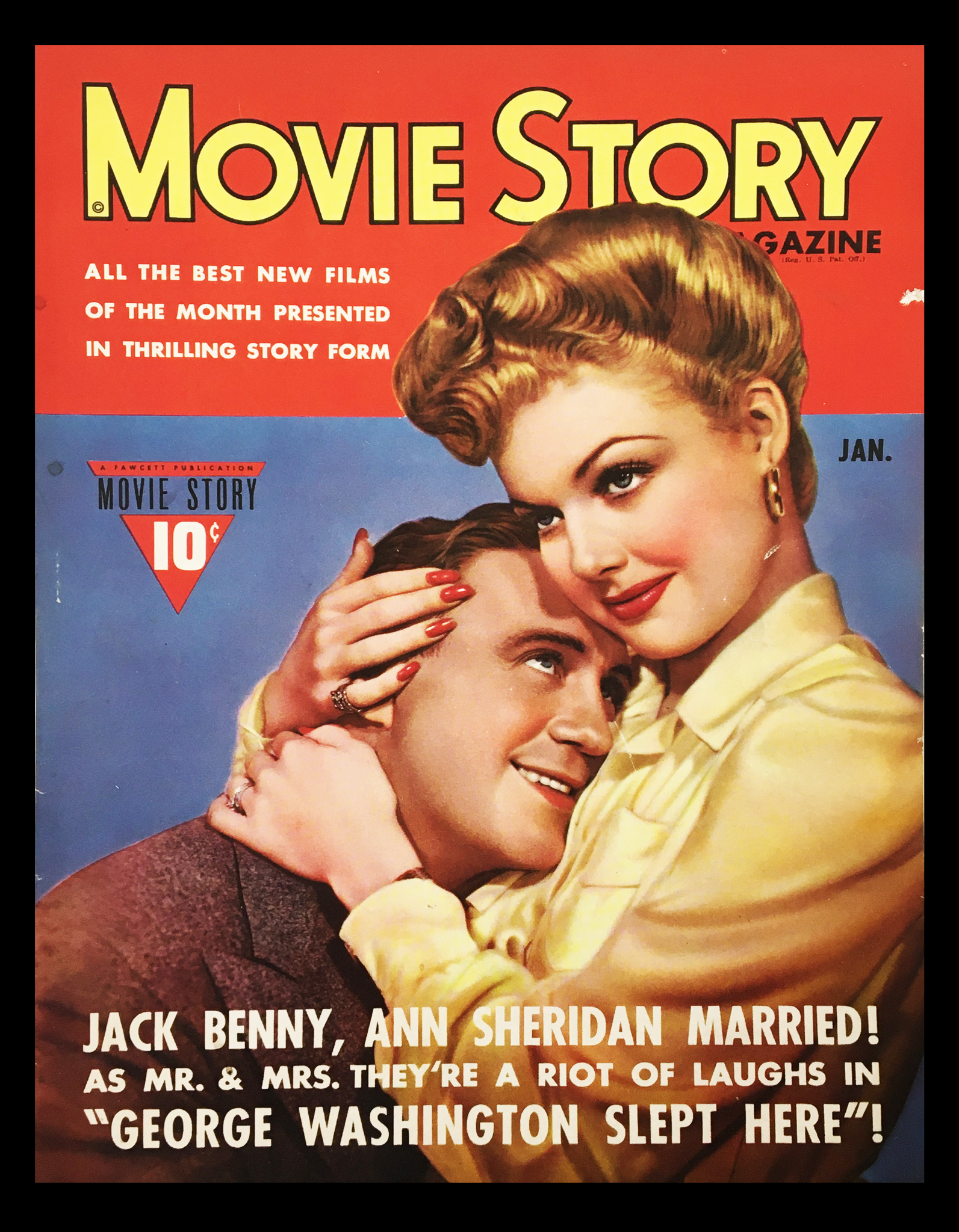 COVER ONLY Movie Story Magazine January 1943 Jack Benny, Ann Sheridan No Label