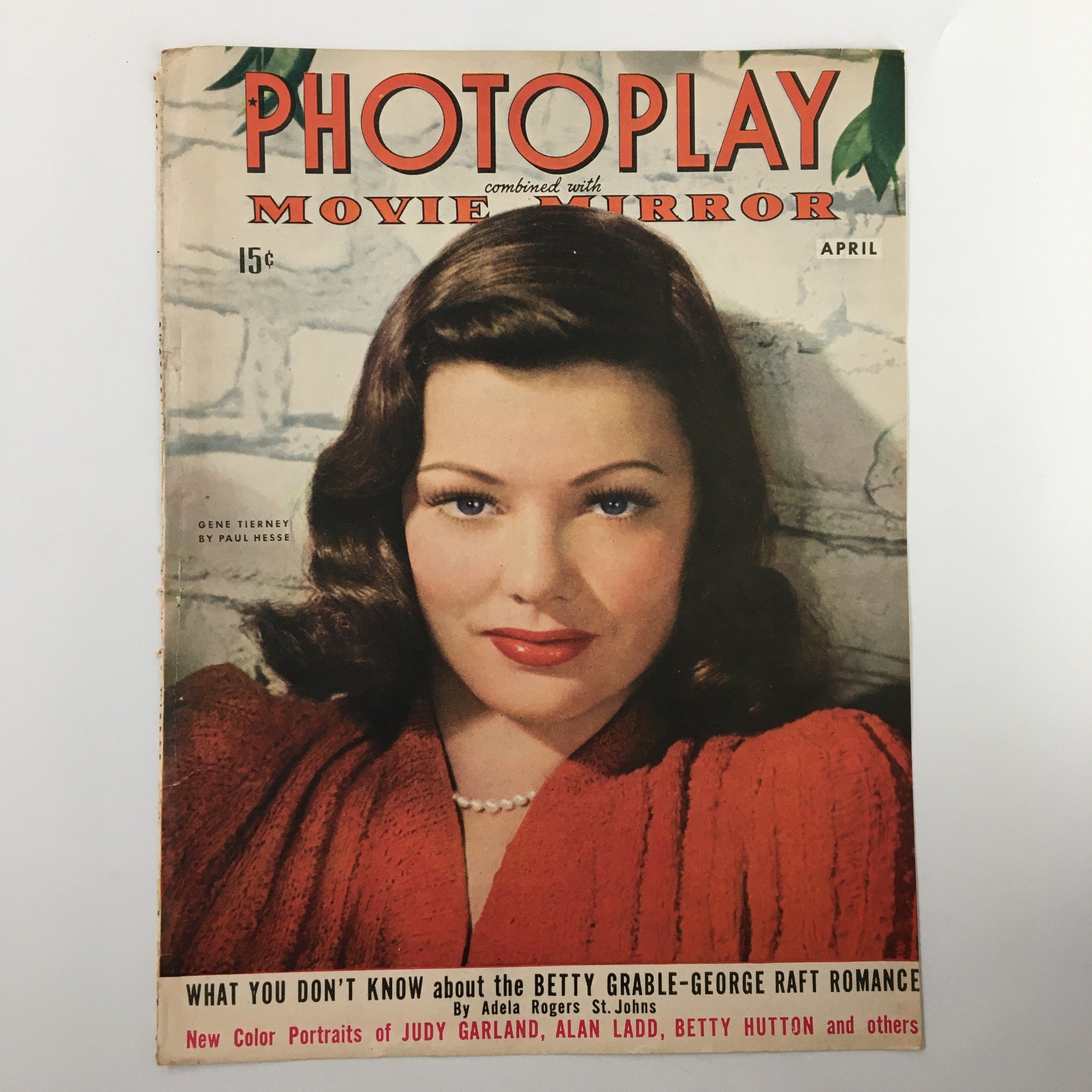 COVER ONLY Photoplay Movie Mirror Magazine April 1943 Gene Tierney No Label