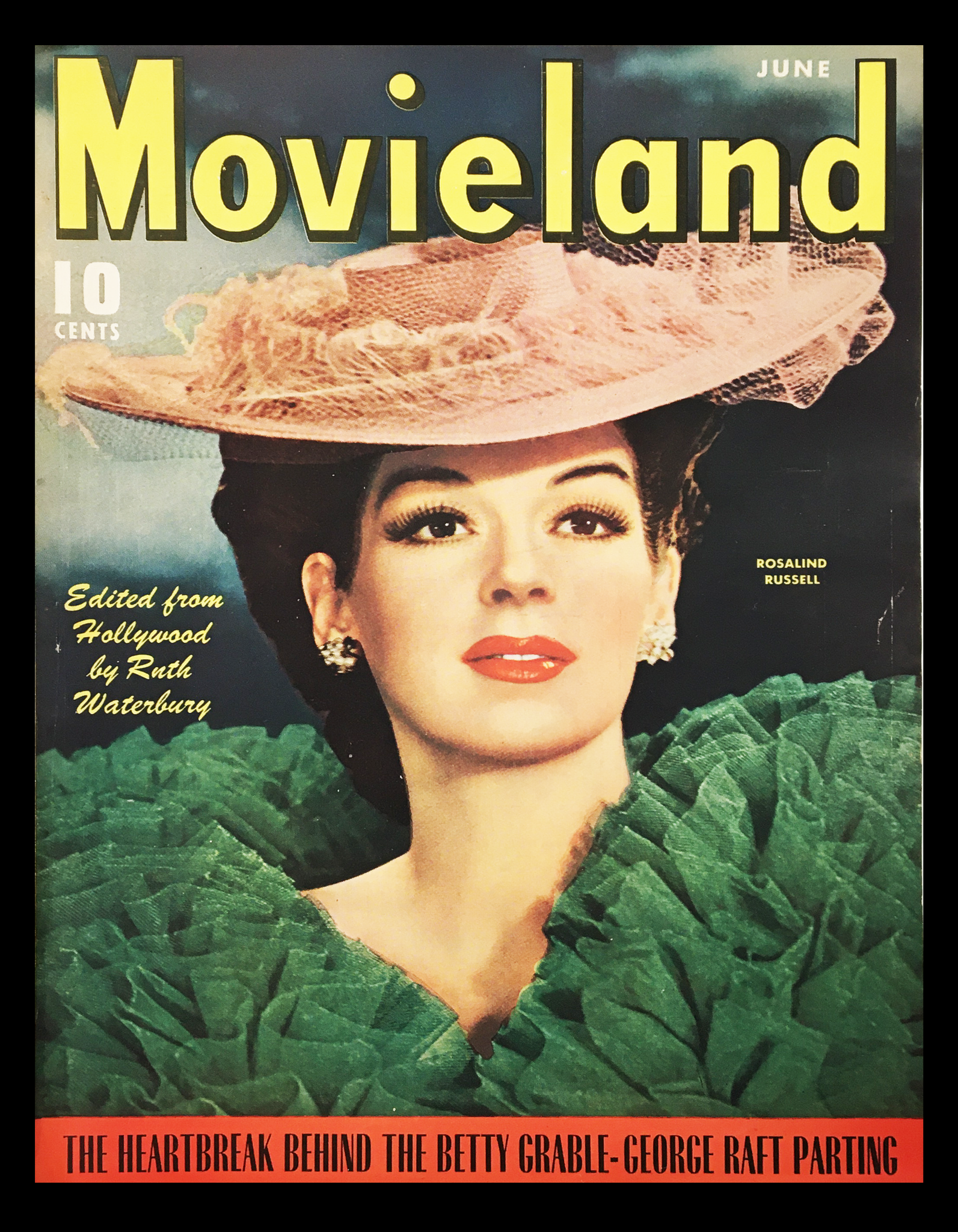 COVER ONLY Movieland Magazine June 1943 Rosalind Russell No Label