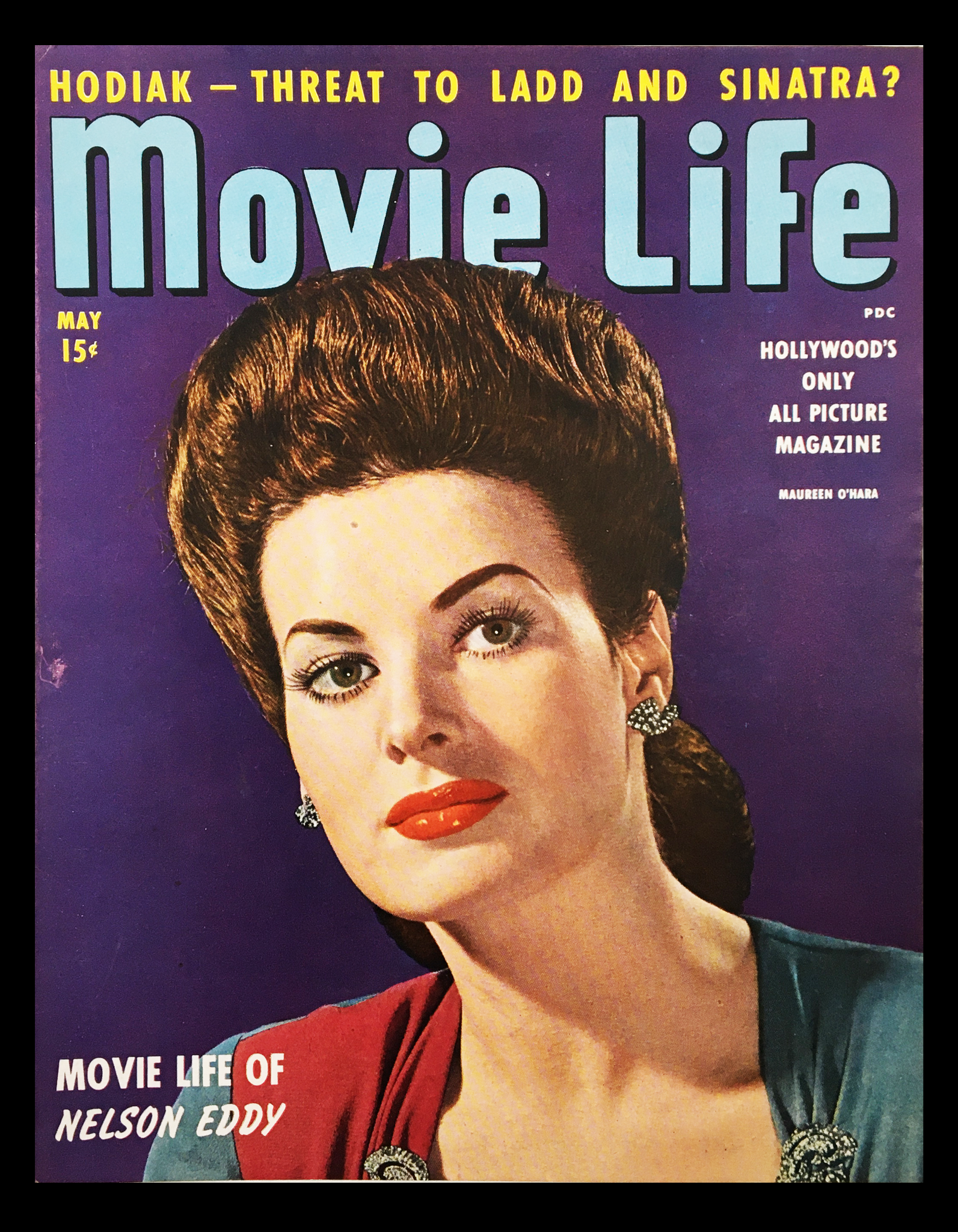 COVER ONLY Movie Life Magazine May 1944 Maureen O'Hara No Label