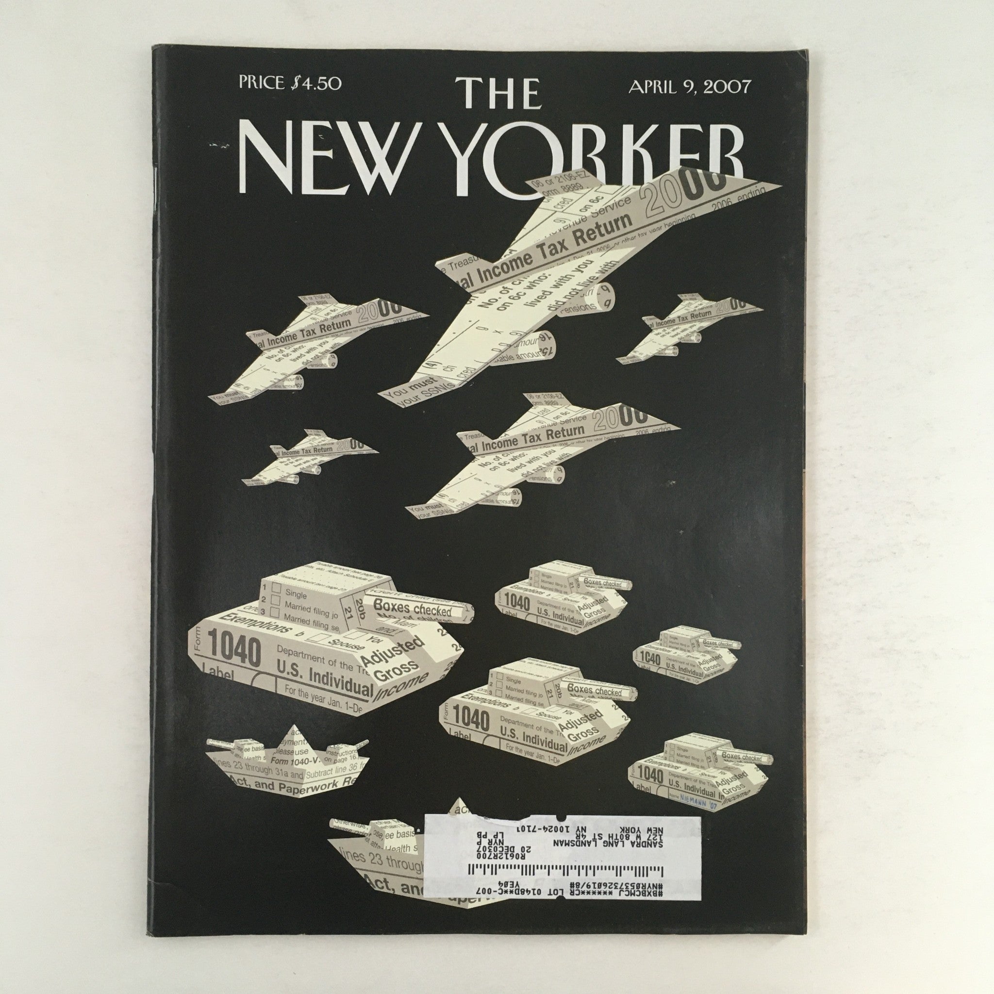 The New Yorker Magazine April 9 2007 Paper Tanks & Planes Christoph Niemann VG