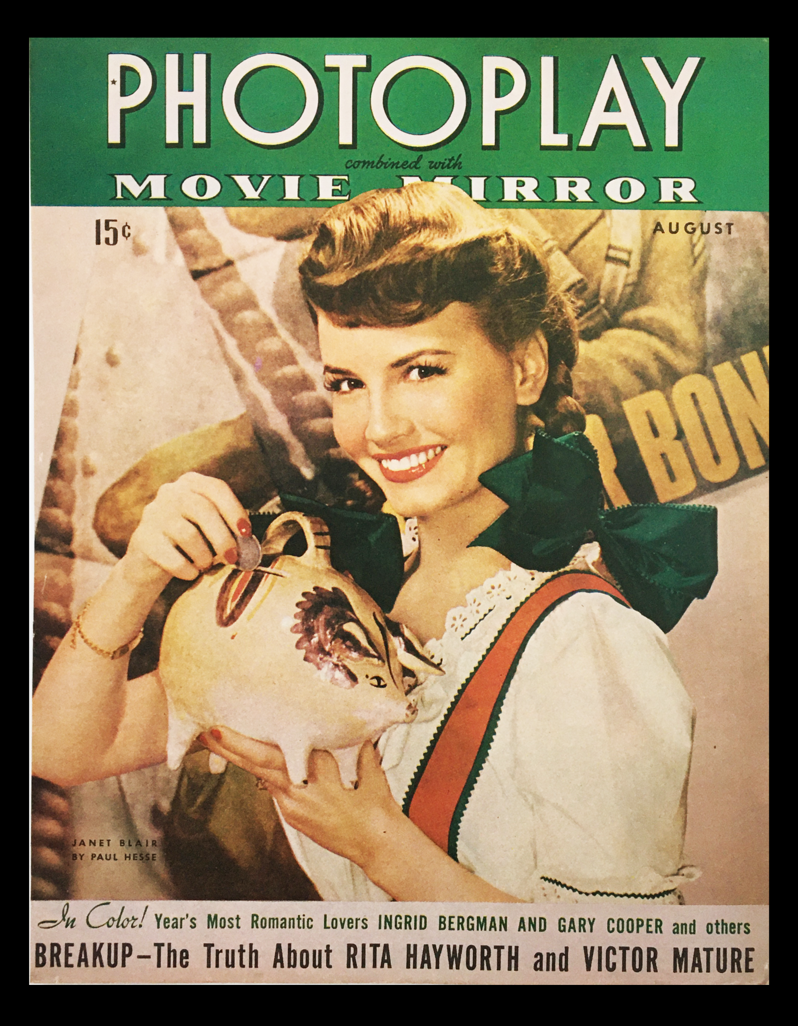 COVER ONLY Photoplay Movie Mirror Magazine August 1943 Janet Blair No Label