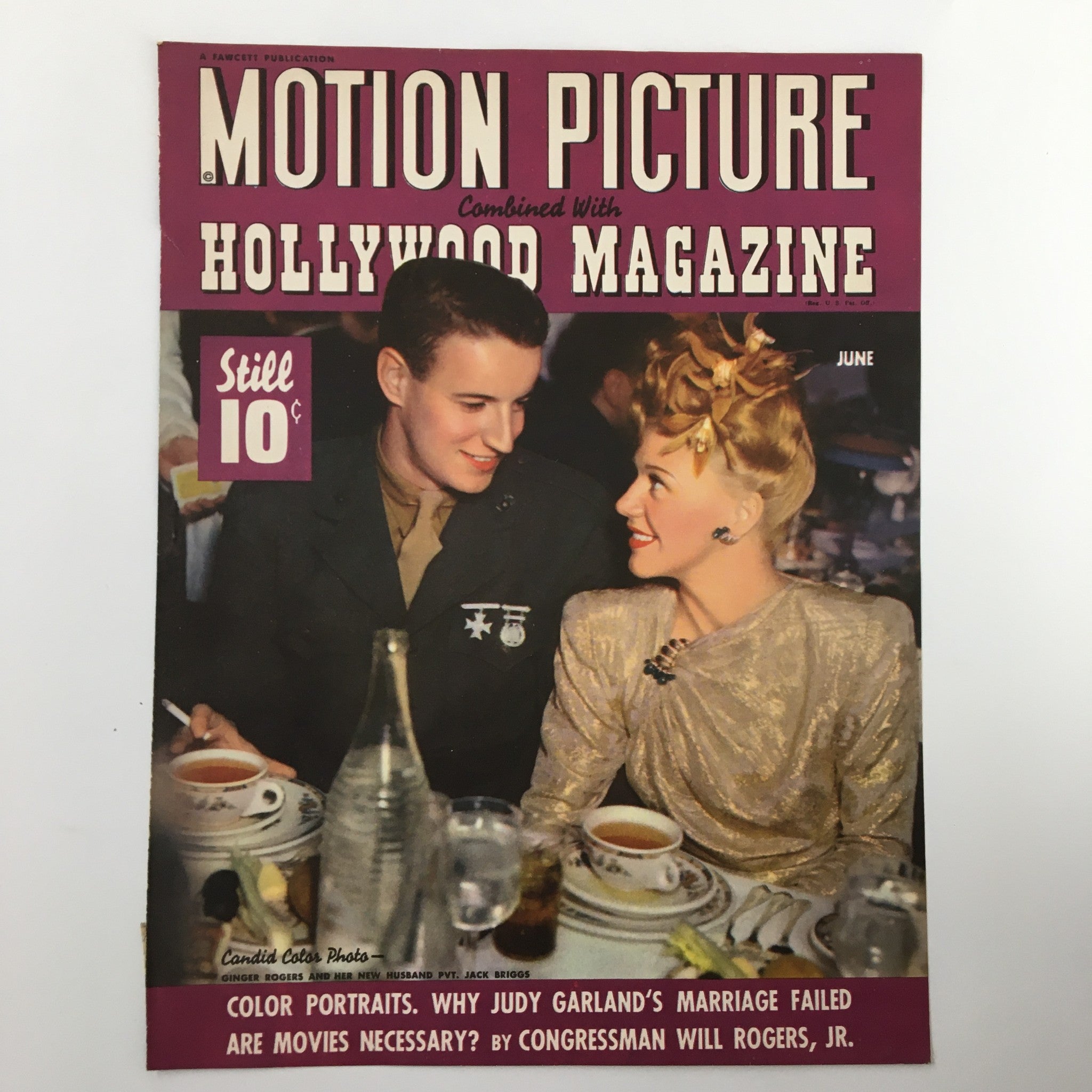 COVER ONLY Motion Picture Hollywood Magazine June 1943 Ginger Rogers No Label