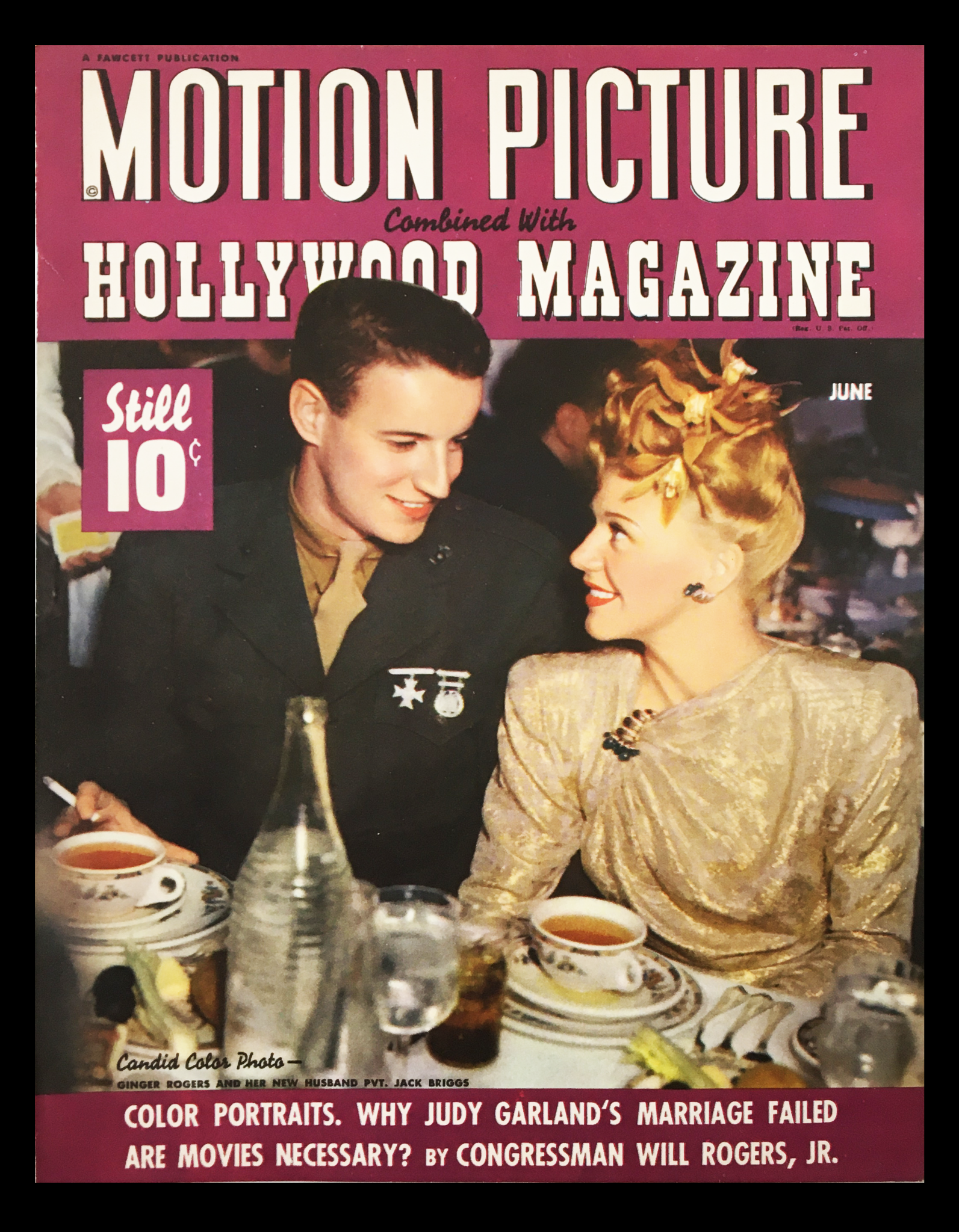 COVER ONLY Motion Picture Hollywood Magazine June 1943 Ginger Rogers No Label