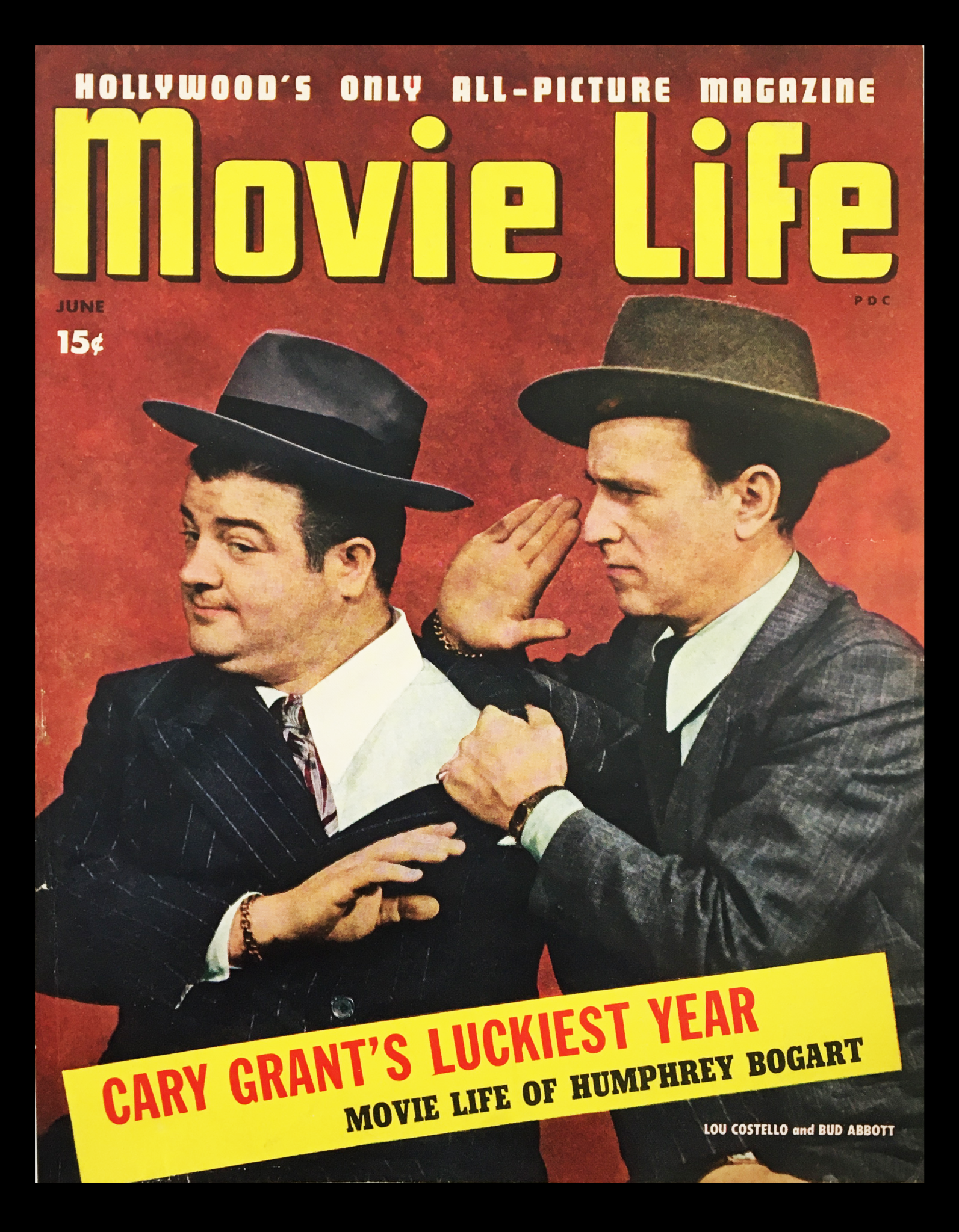 COVER ONLY Movie Life Magazine June 1943 Lou Costello, Bud Abbott No Label