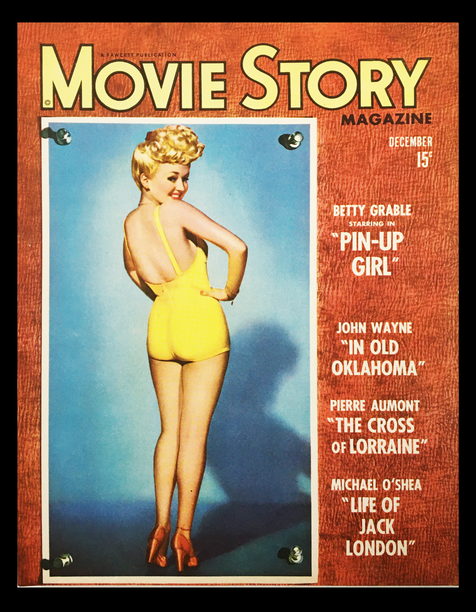 COVER ONLY Movie Story Magazine December 1943 Betty Grable Pin-Up Girl No Label