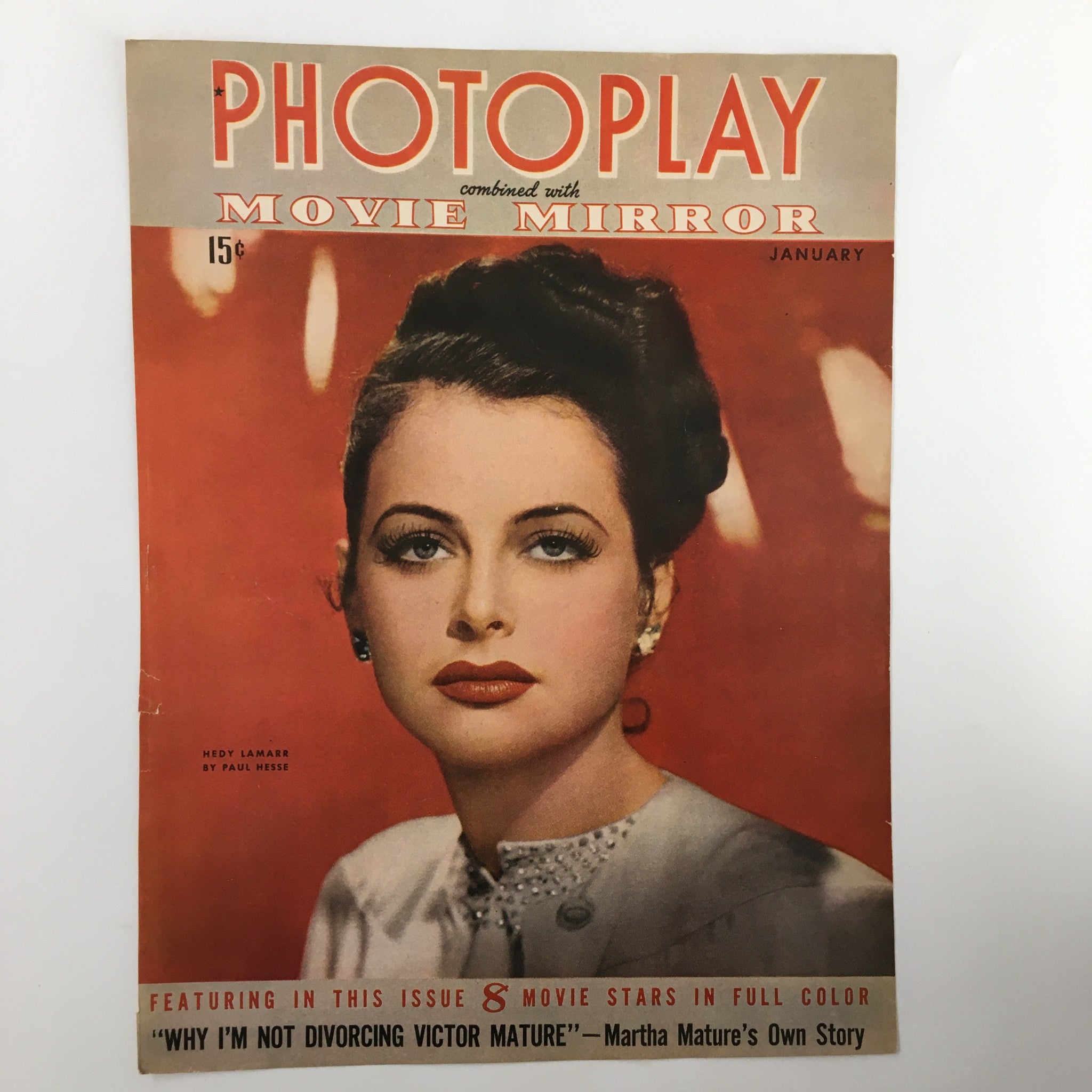 COVER ONLY Photoplay Movie Mirror Magazine January 1943 Hedy Lamarr No Label