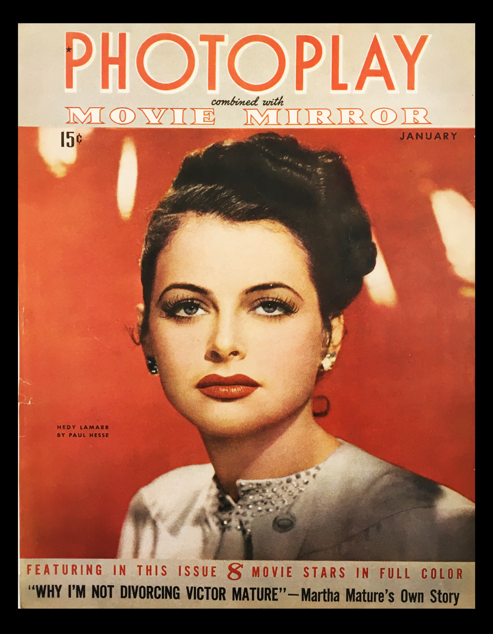 COVER ONLY Photoplay Movie Mirror Magazine January 1943 Hedy Lamarr No Label