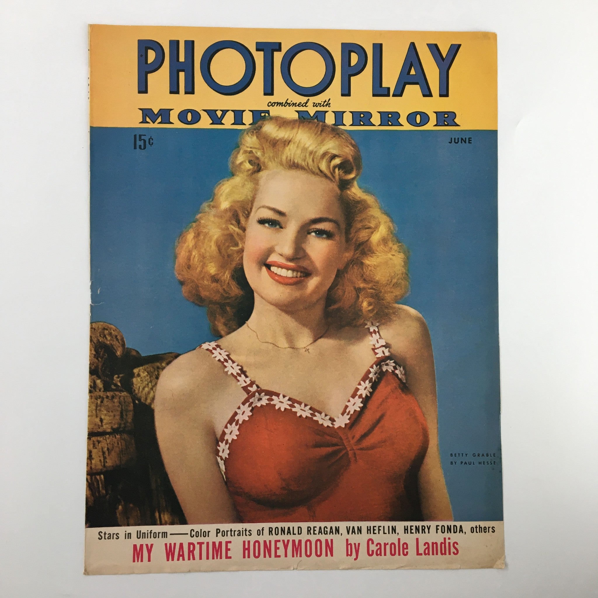 COVER ONLY Photoplay Movie Mirror Magazine June 1943 Betty Grable No Label