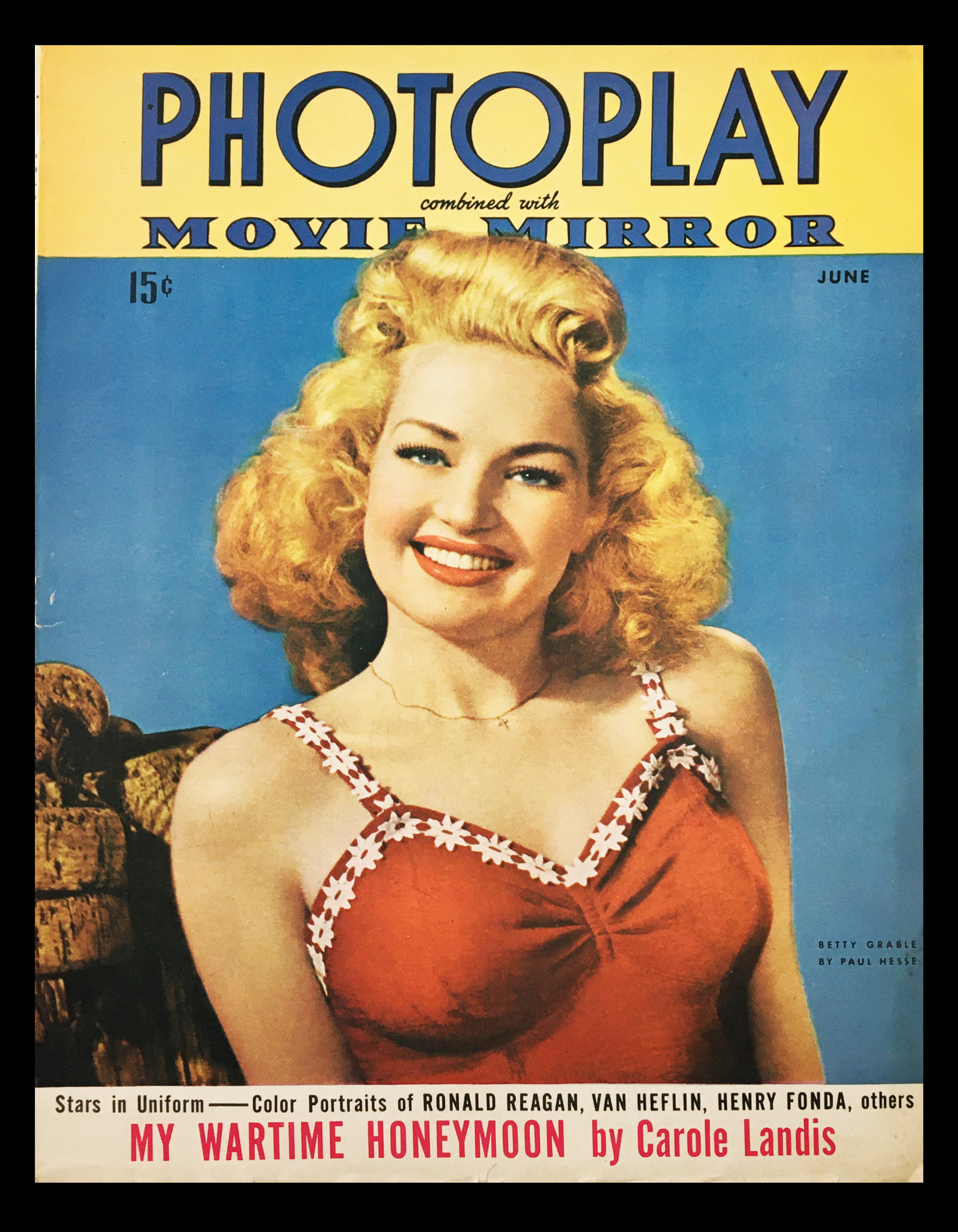 COVER ONLY Photoplay Movie Mirror Magazine June 1943 Betty Grable No Label