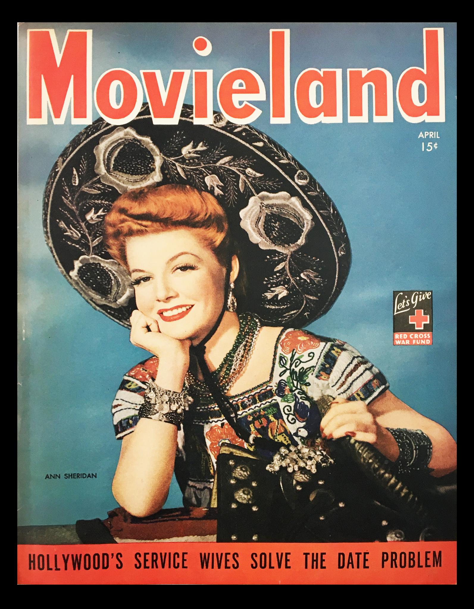 COVER ONLY Movieland Magazine April 1944 Ann Sheridan No Label