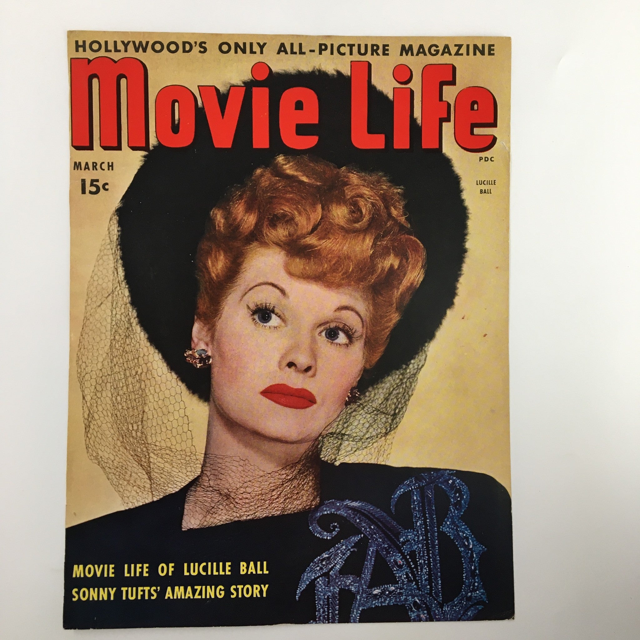 COVER ONLY Movie Life Magazine March 1944 Lucille Ball No Label