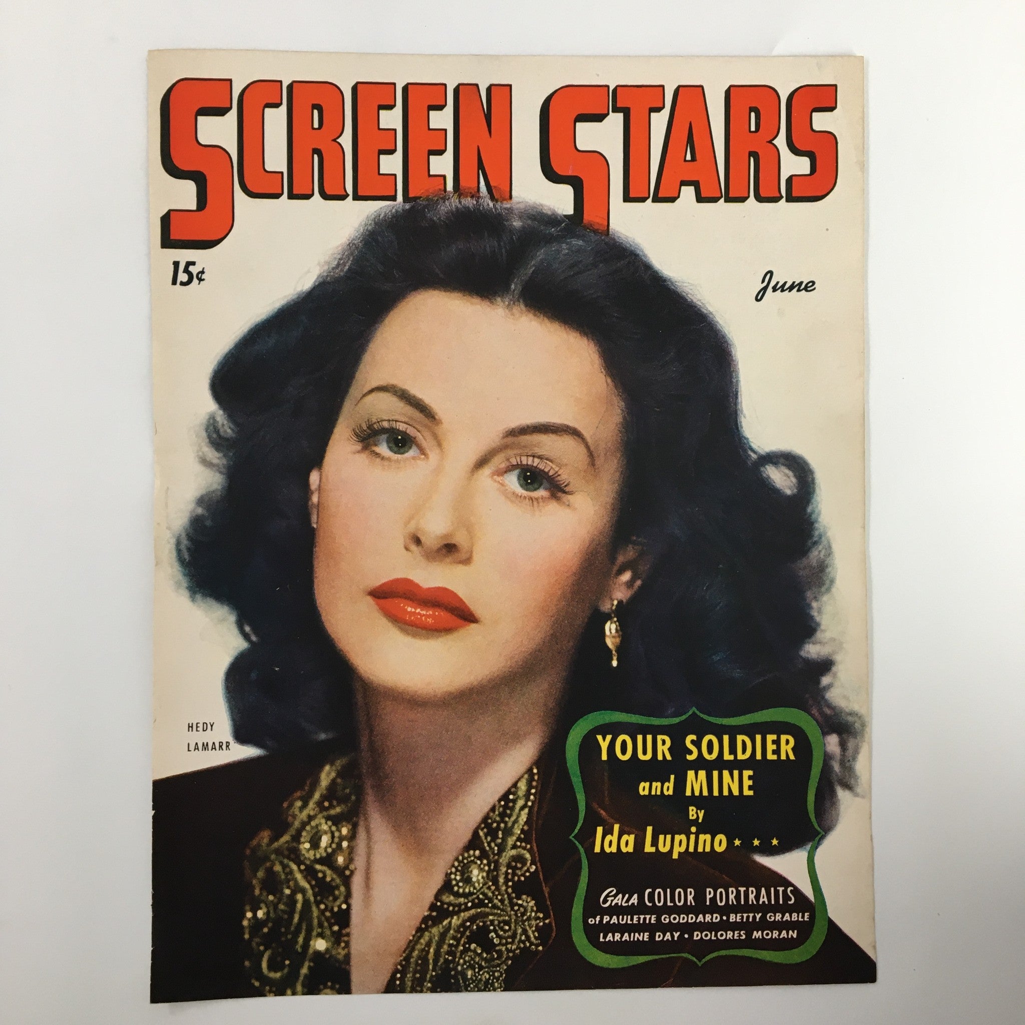 COVER ONLY Screen Stars Magazine June 1944 Hedy Lamarr, Ida Lupino No Label