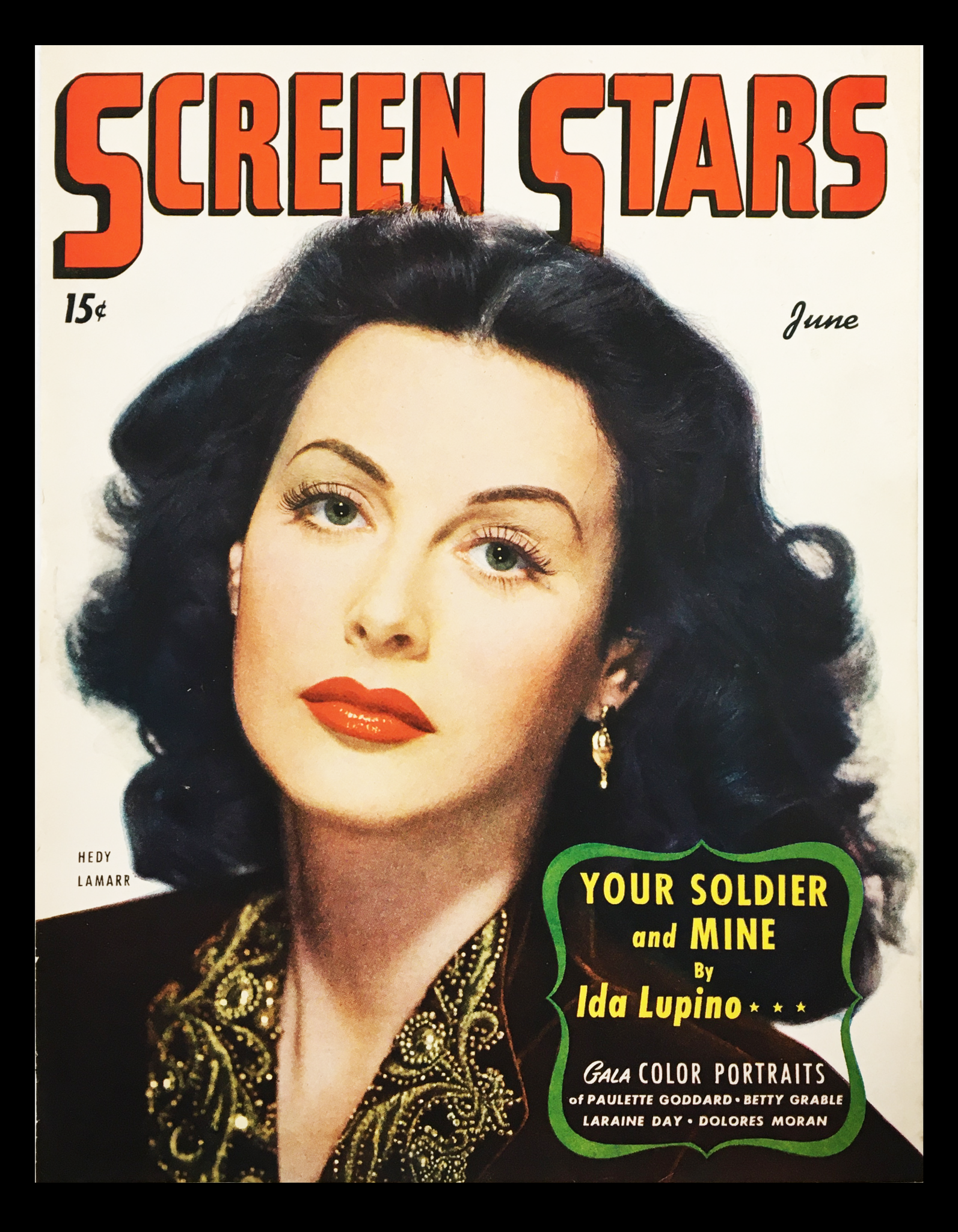 COVER ONLY Screen Stars Magazine June 1944 Hedy Lamarr, Ida Lupino No Label