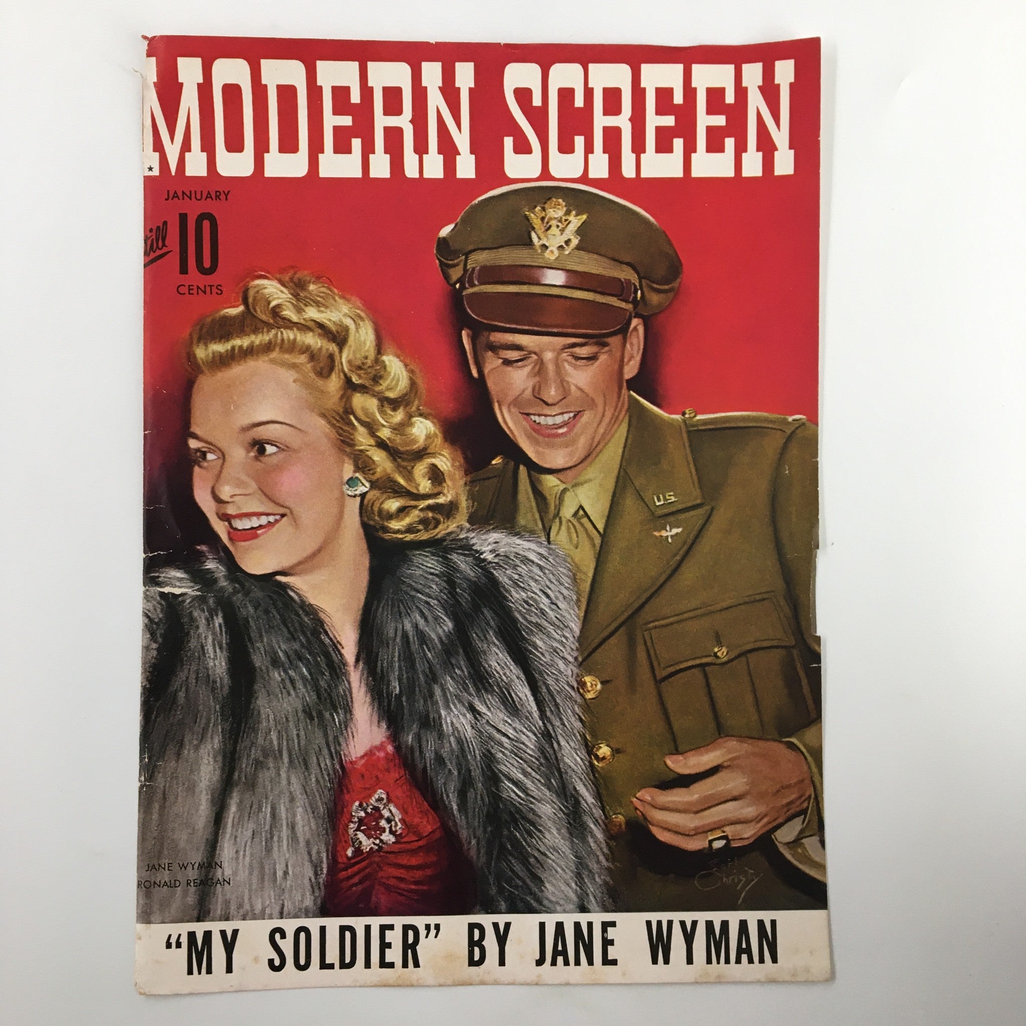 COVER ONLY Modern Screen Magazine January 1943 Jane Wyman Ronald Reagan No Label