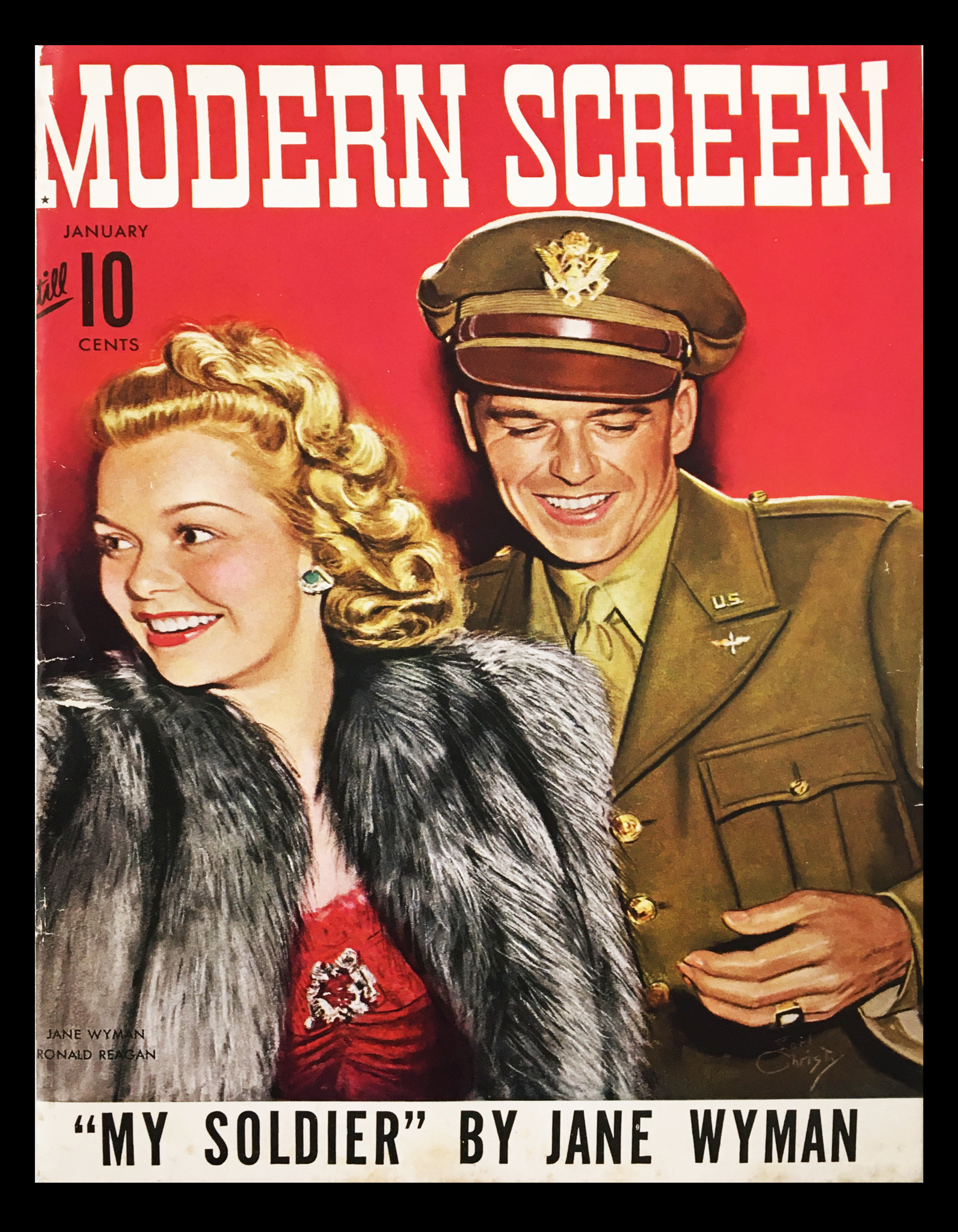 COVER ONLY Modern Screen Magazine January 1943 Jane Wyman Ronald Reagan No Label