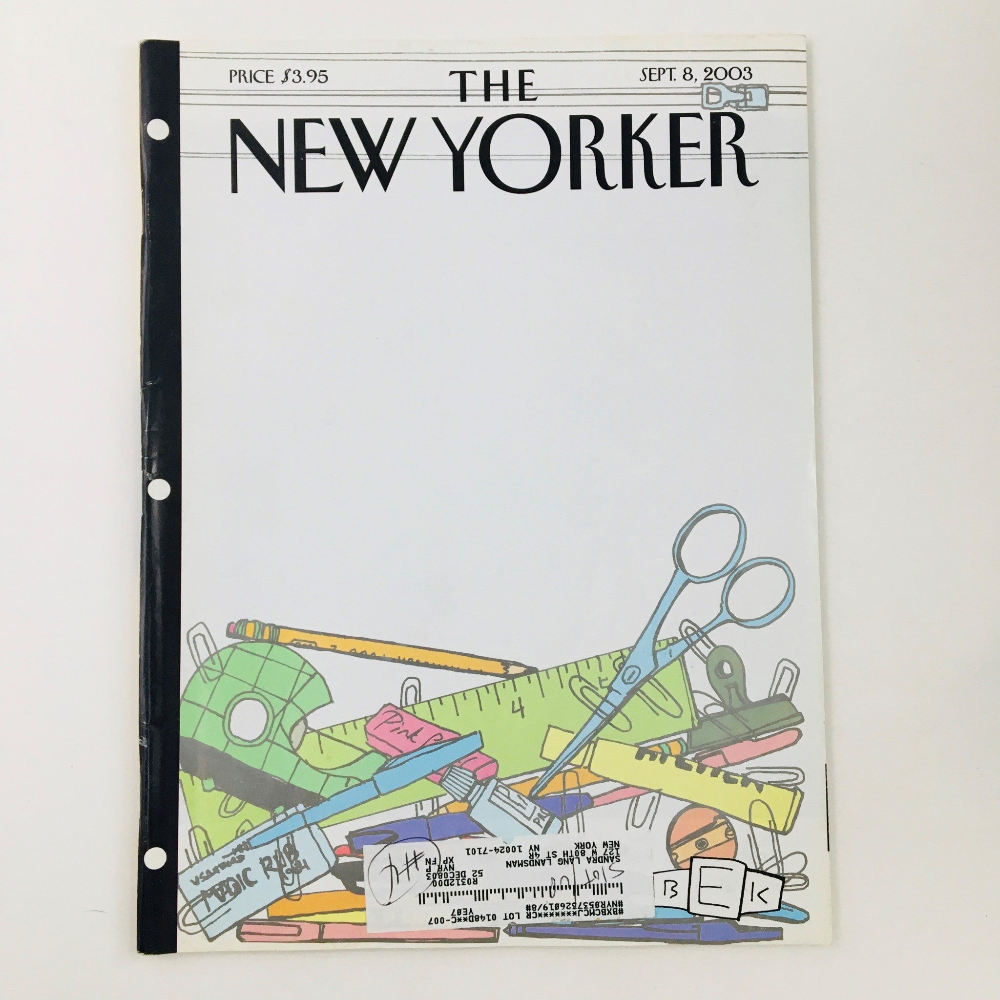 The New Yorker Full Magazine September 8 2003 In The Bag Bruce Eric Kaplan VG