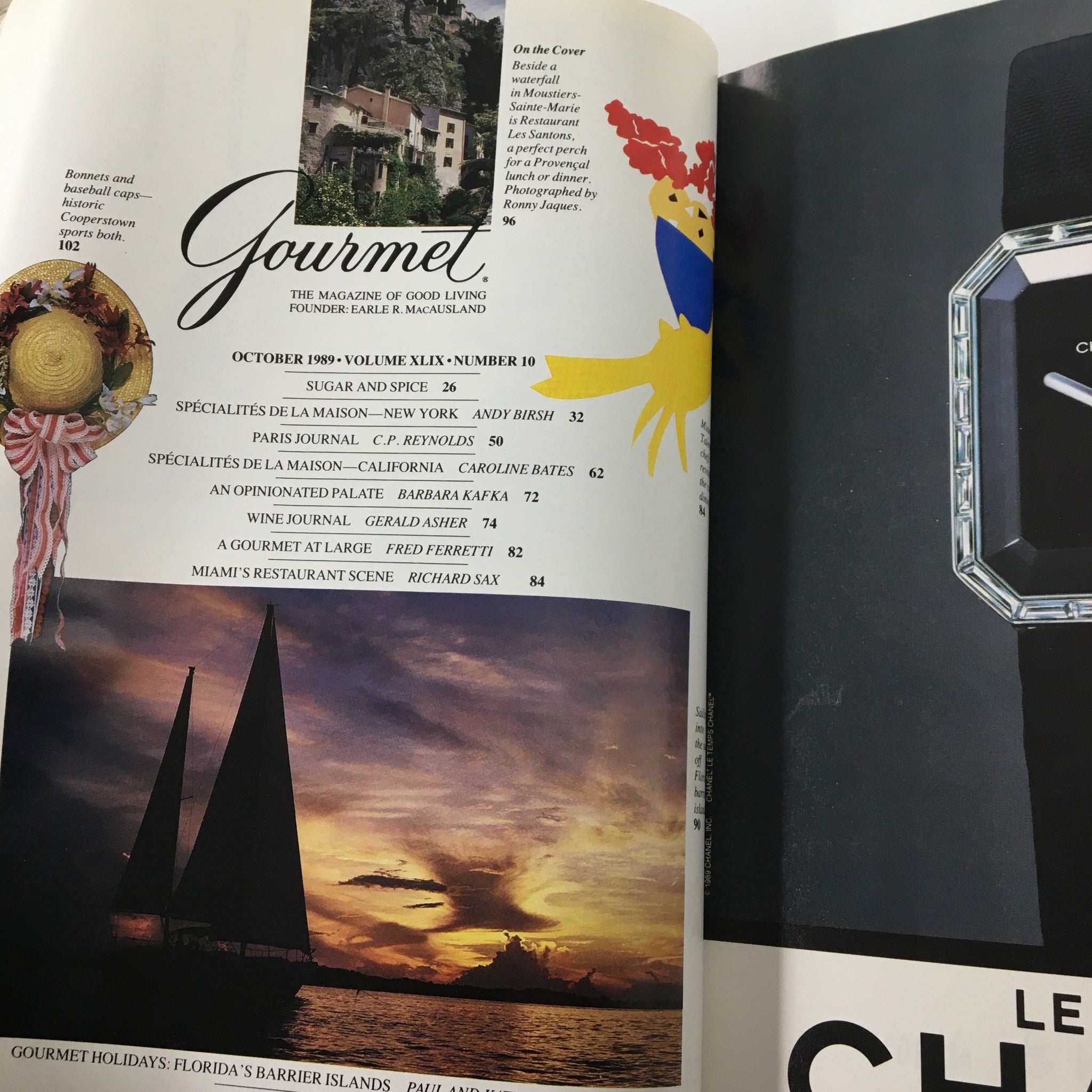 VTG Gourmet Magazine October 1989 Waterfall in Moustiers-Sainte-Marie No Label